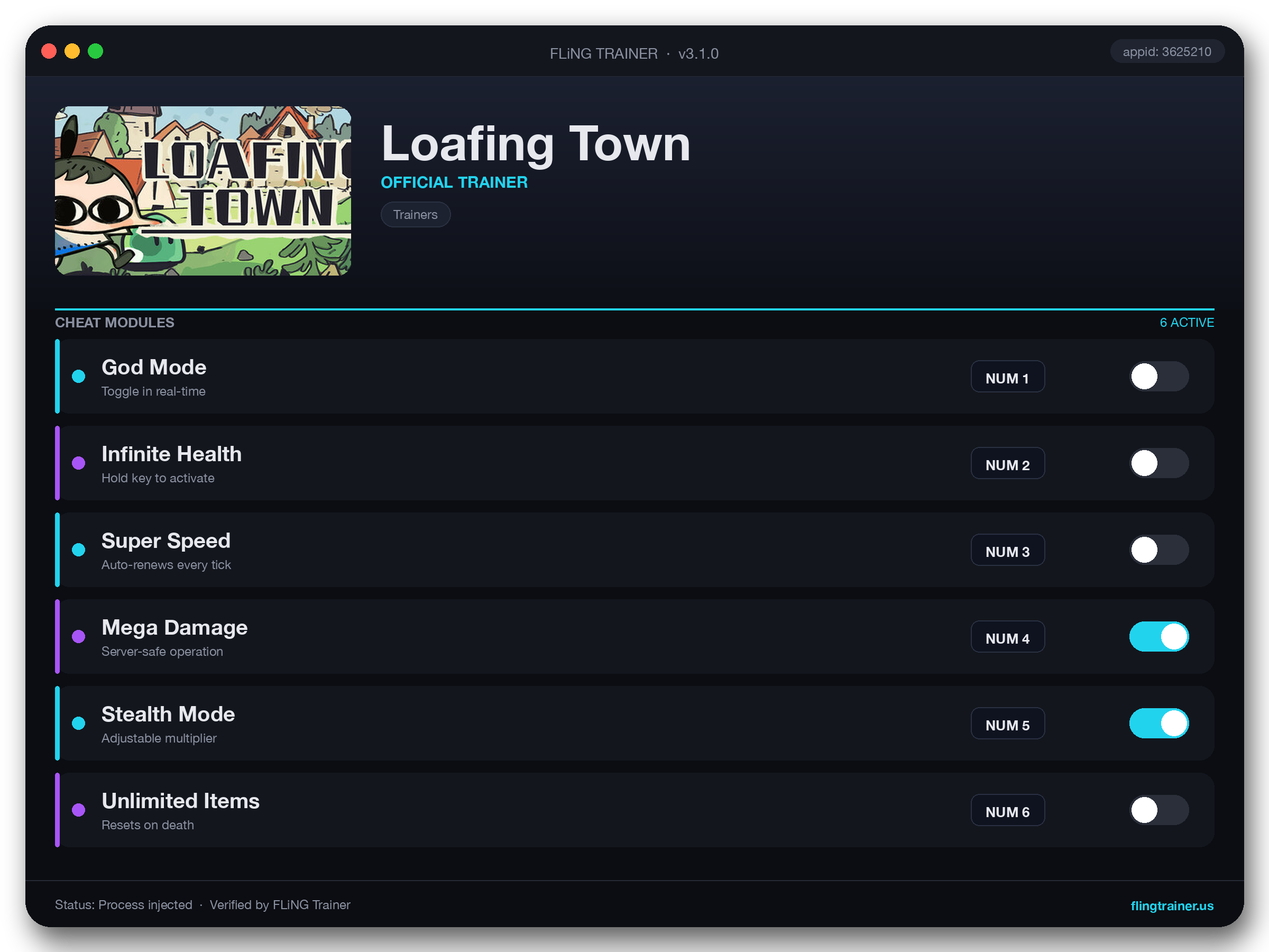 Loafing Town Trainer interface