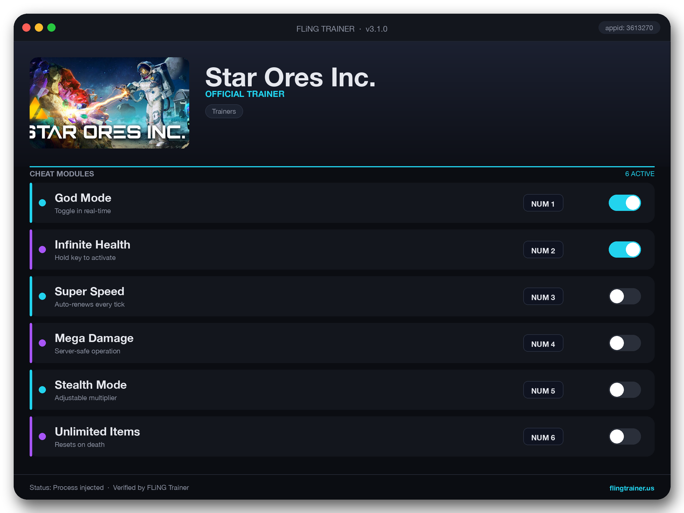 Star Ores Inc. Trainer interface