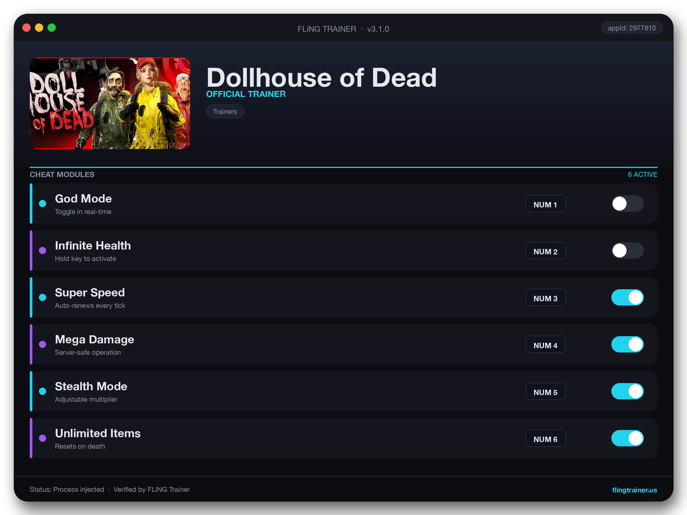 Dollhouse of Dead Trainer interface