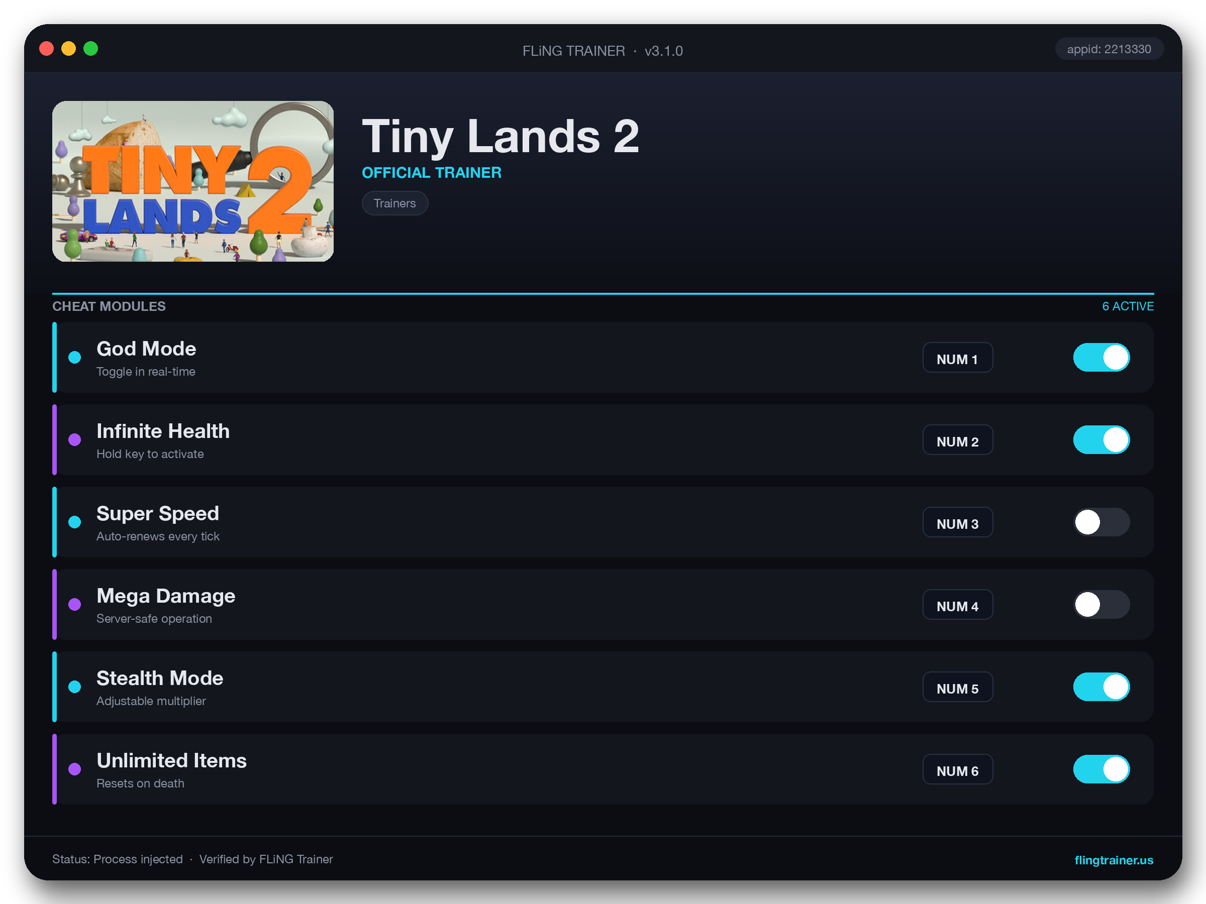 Tiny Lands 2 Trainer interface