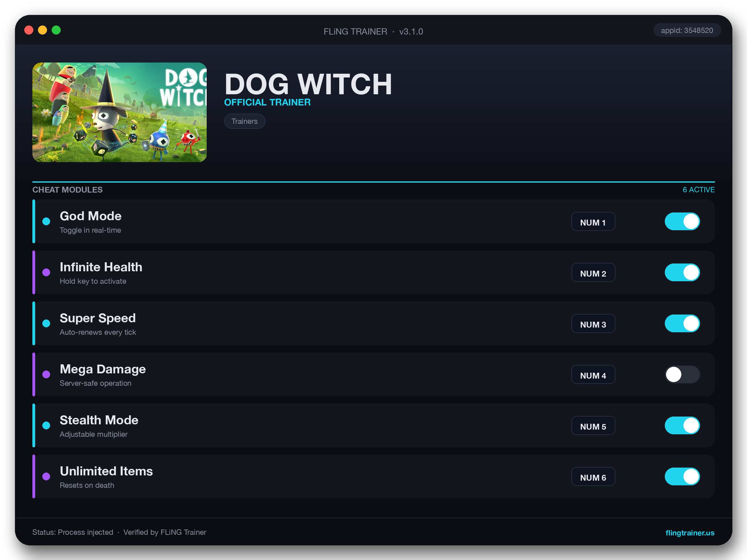 DOG WITCH Trainer interface