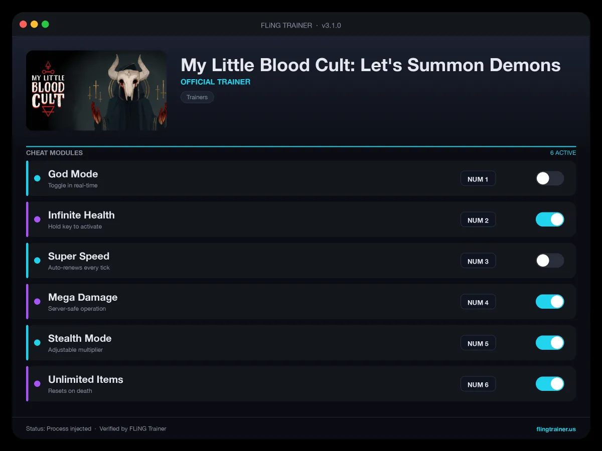My Little Blood Cult: Let's Summon Demons Trainer interface