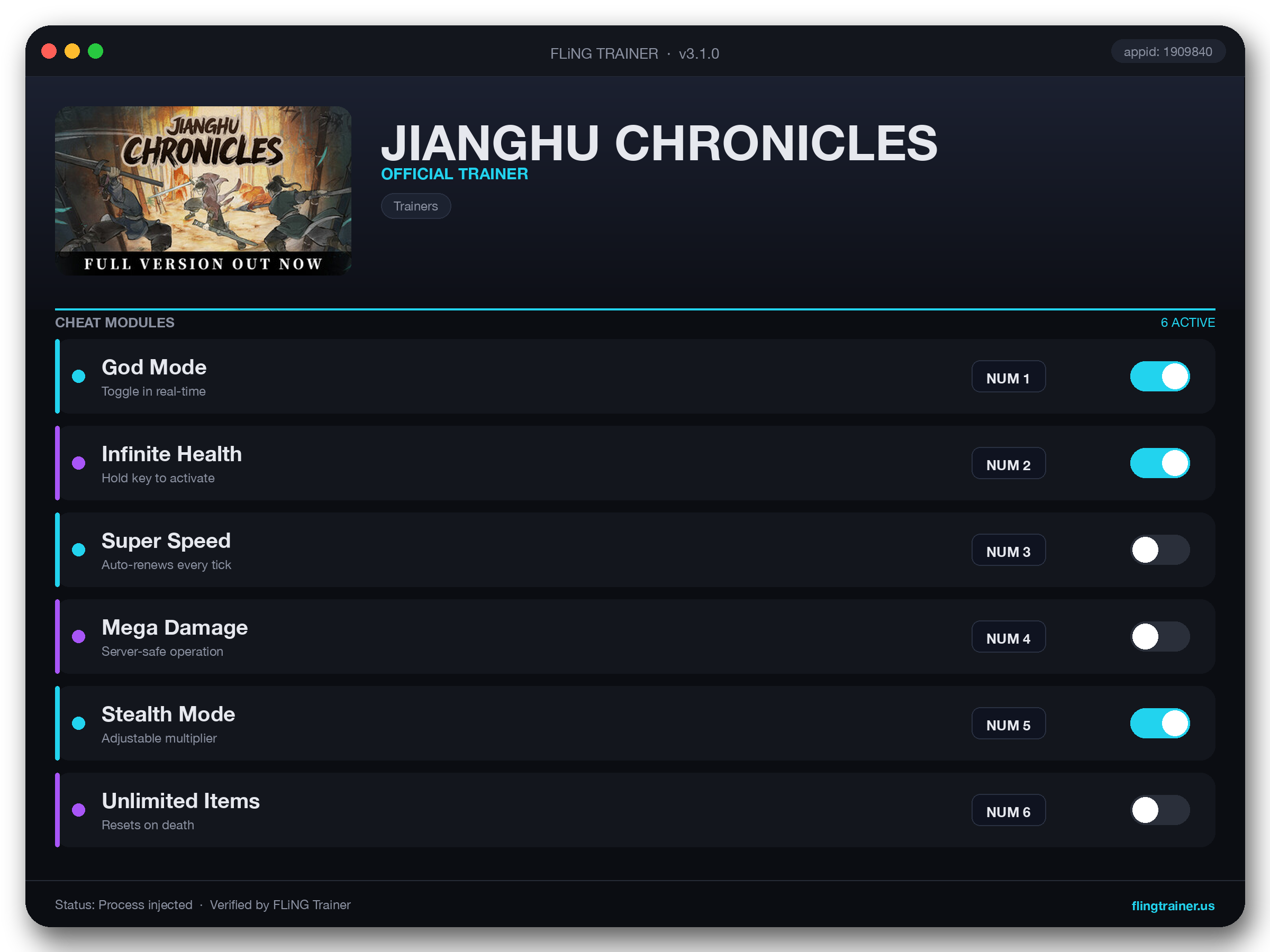 JIANGHU CHRONICLES Trainer interface