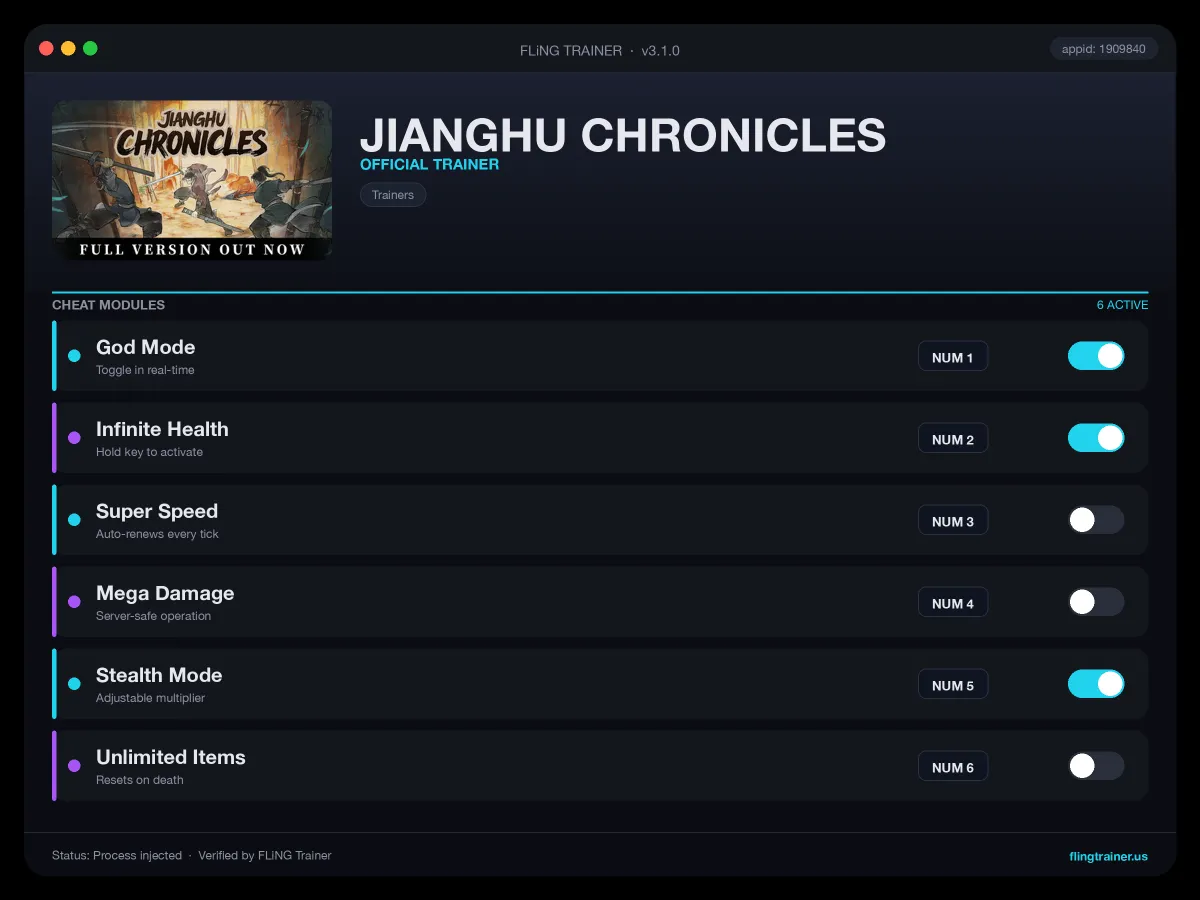 JIANGHU CHRONICLES Trainer interface