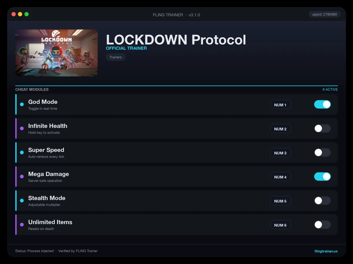 LOCKDOWN Protocol Trainer interface