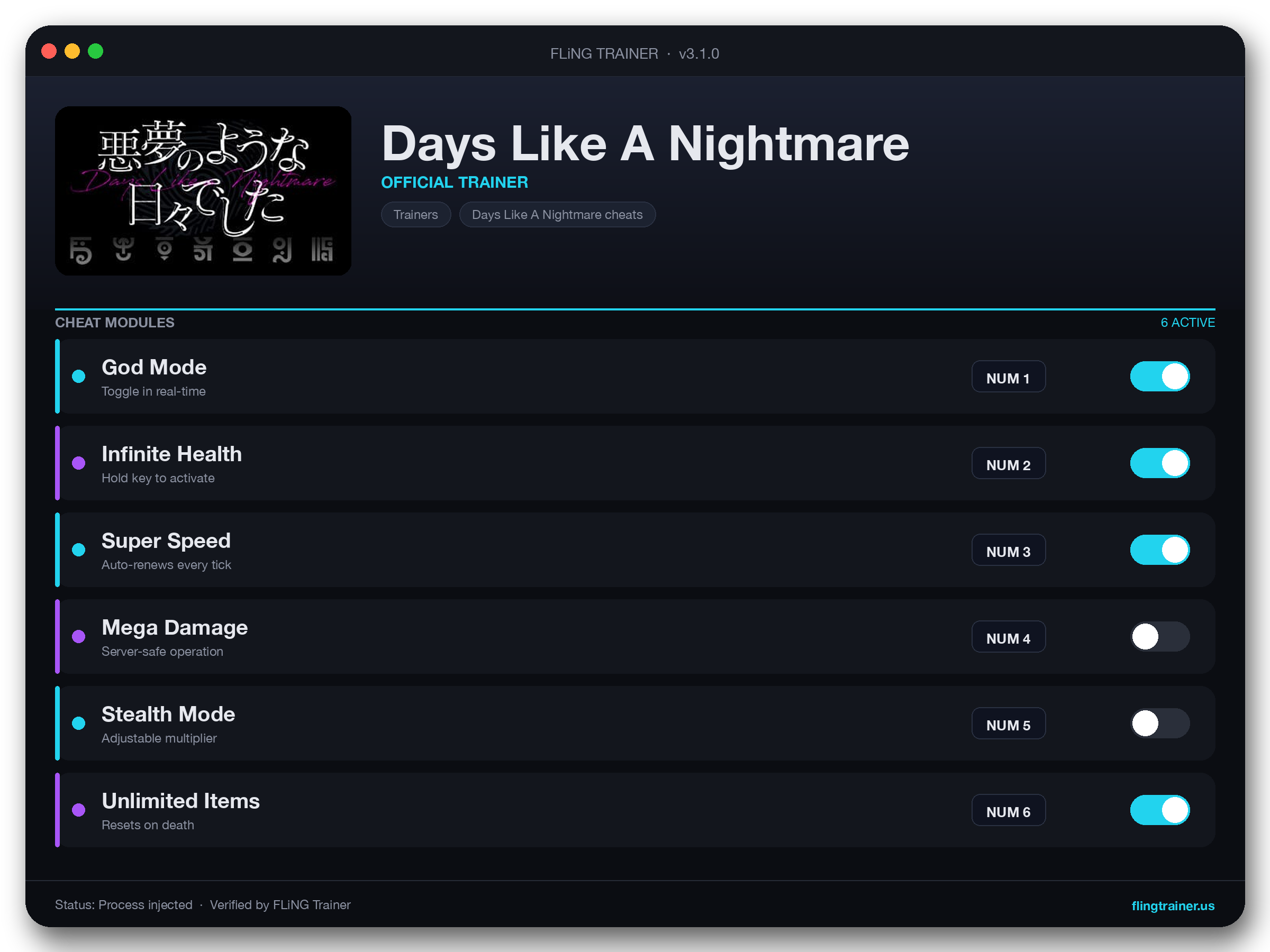 Days Like A Nightmare Trainer interface