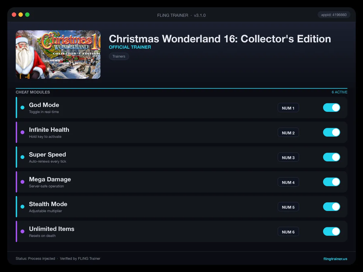 Christmas Wonderland 16: Collector's Edition Trainer interface