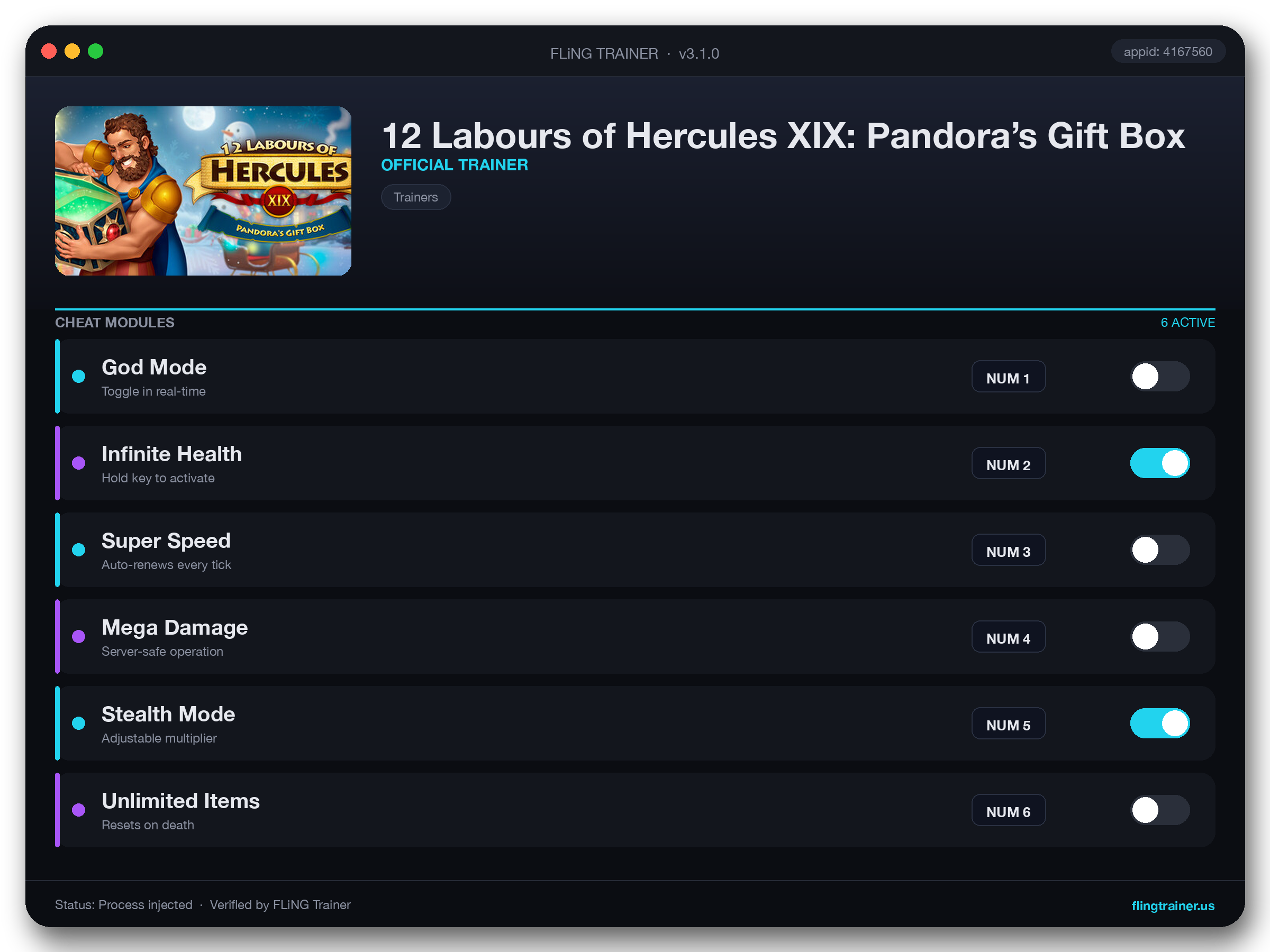 12 Labours of Hercules XIX: Pandora’s Gift Box Trainer interface