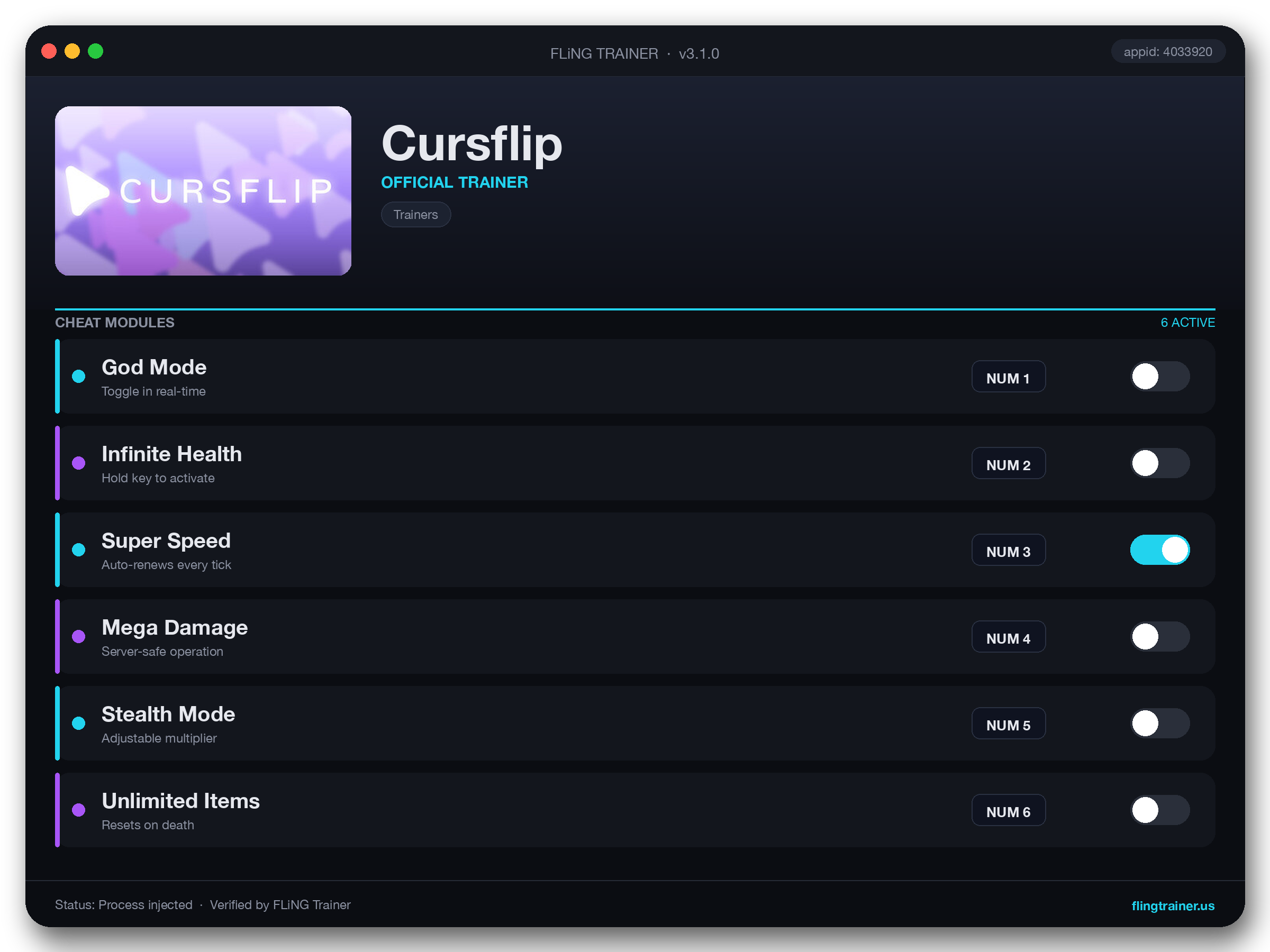 Cursflip Trainer interface
