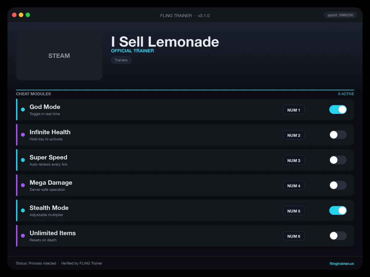 I Sell Lemonade Trainer interface