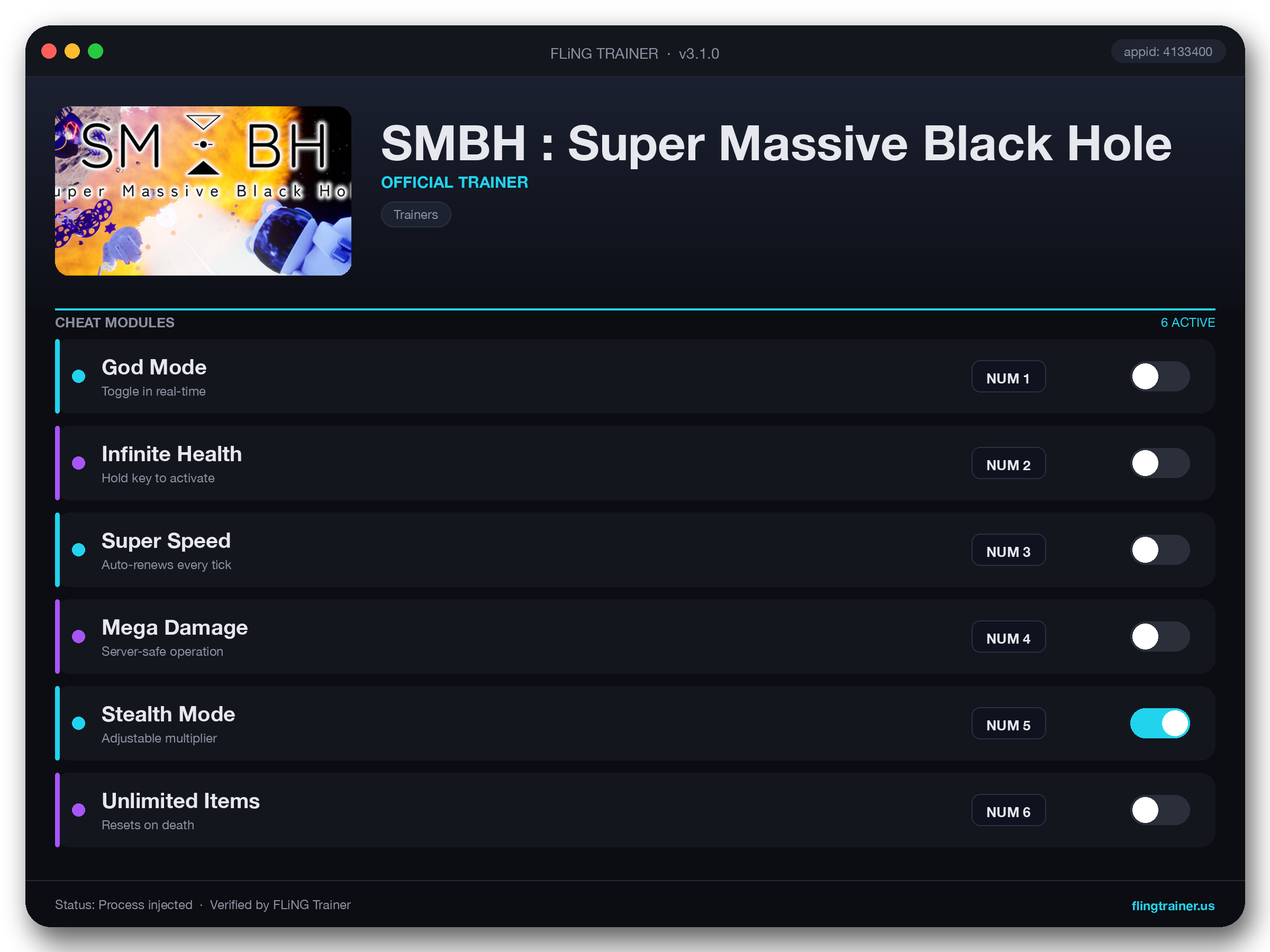 SMBH : Super Massive Black Hole Trainer interface