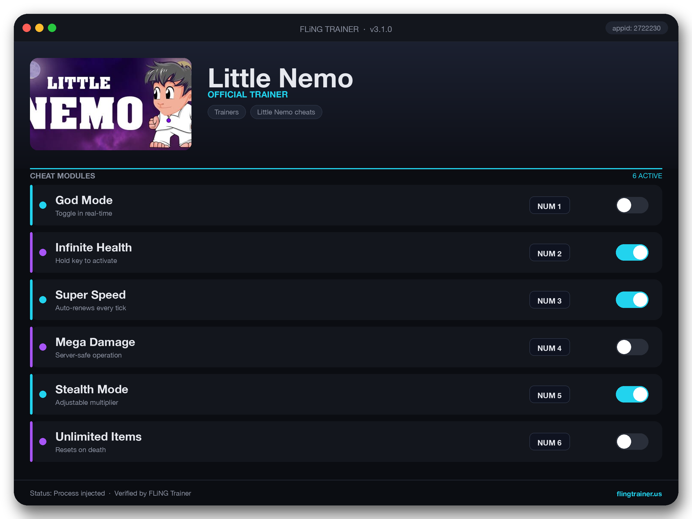 Little Nemo Trainer interface