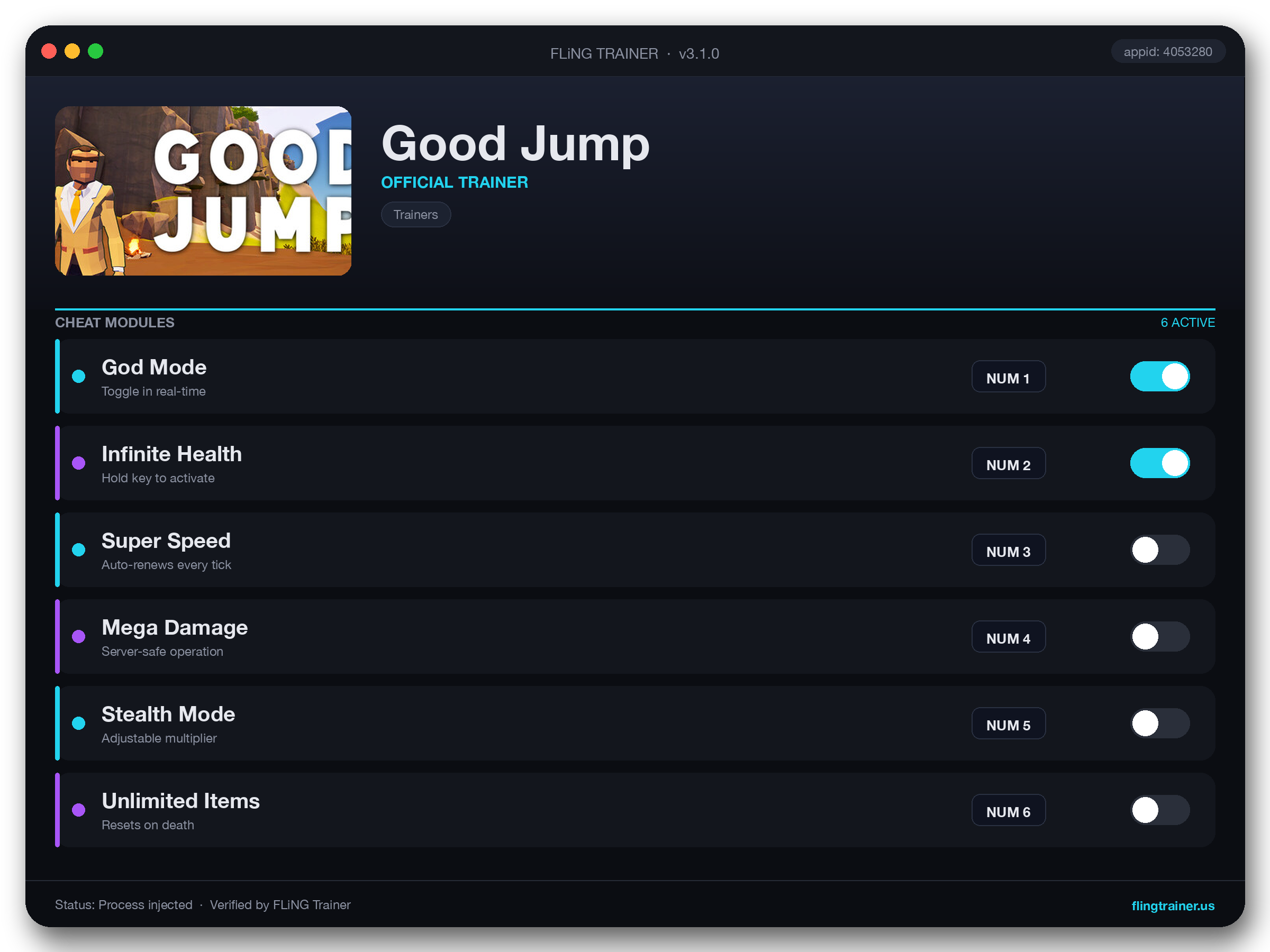 Good Jump Trainer interface