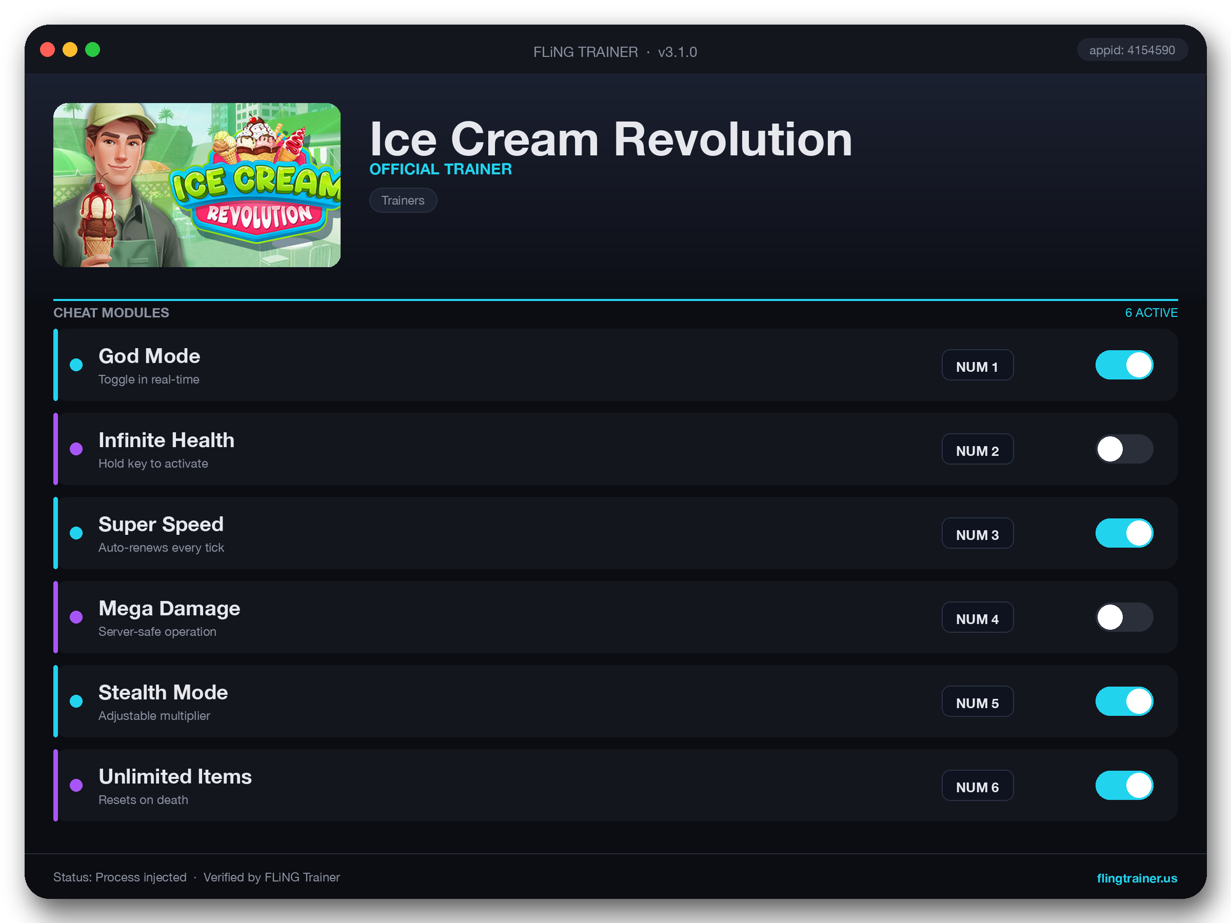 Ice Cream Revolution Trainer interface