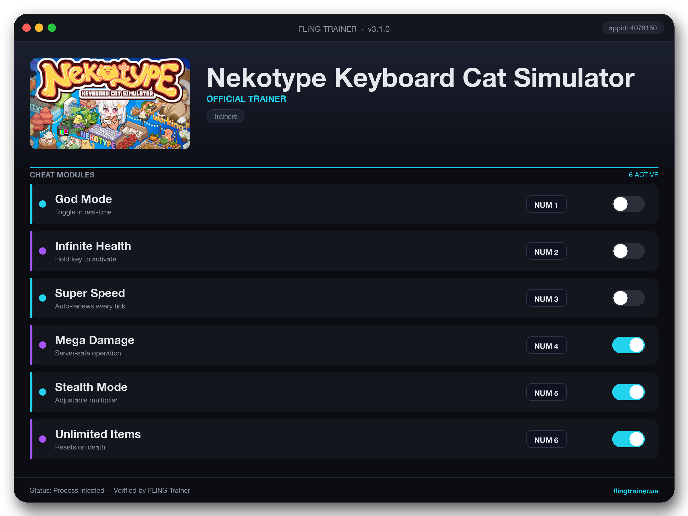 Nekotype Keyboard Cat Simulator Trainer interface