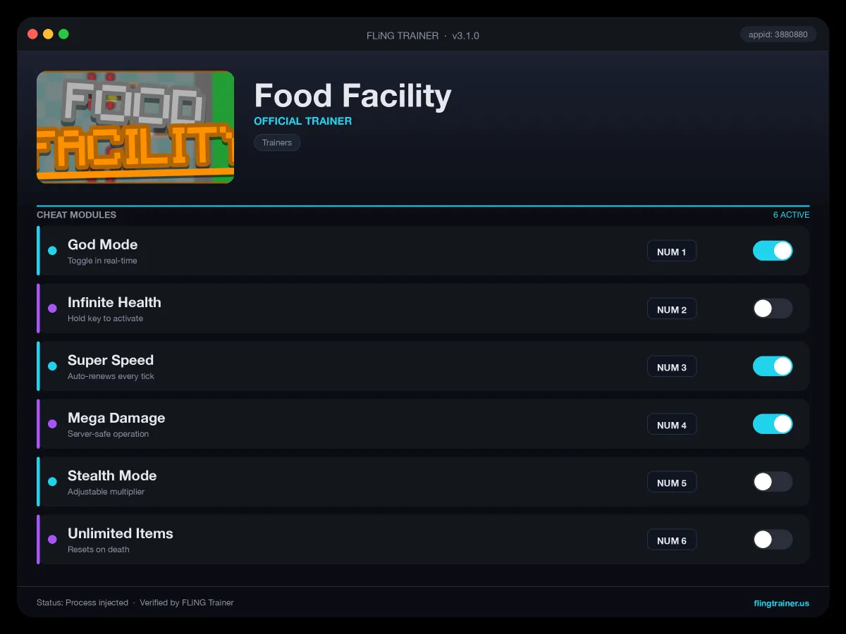 Food Facility Trainer interface