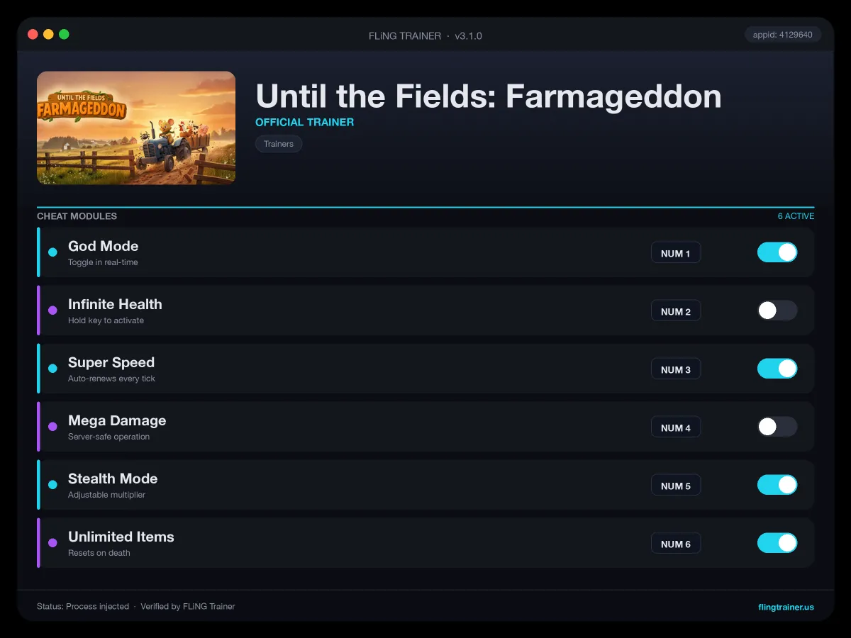 Until the Fields: Farmageddon Trainer interface