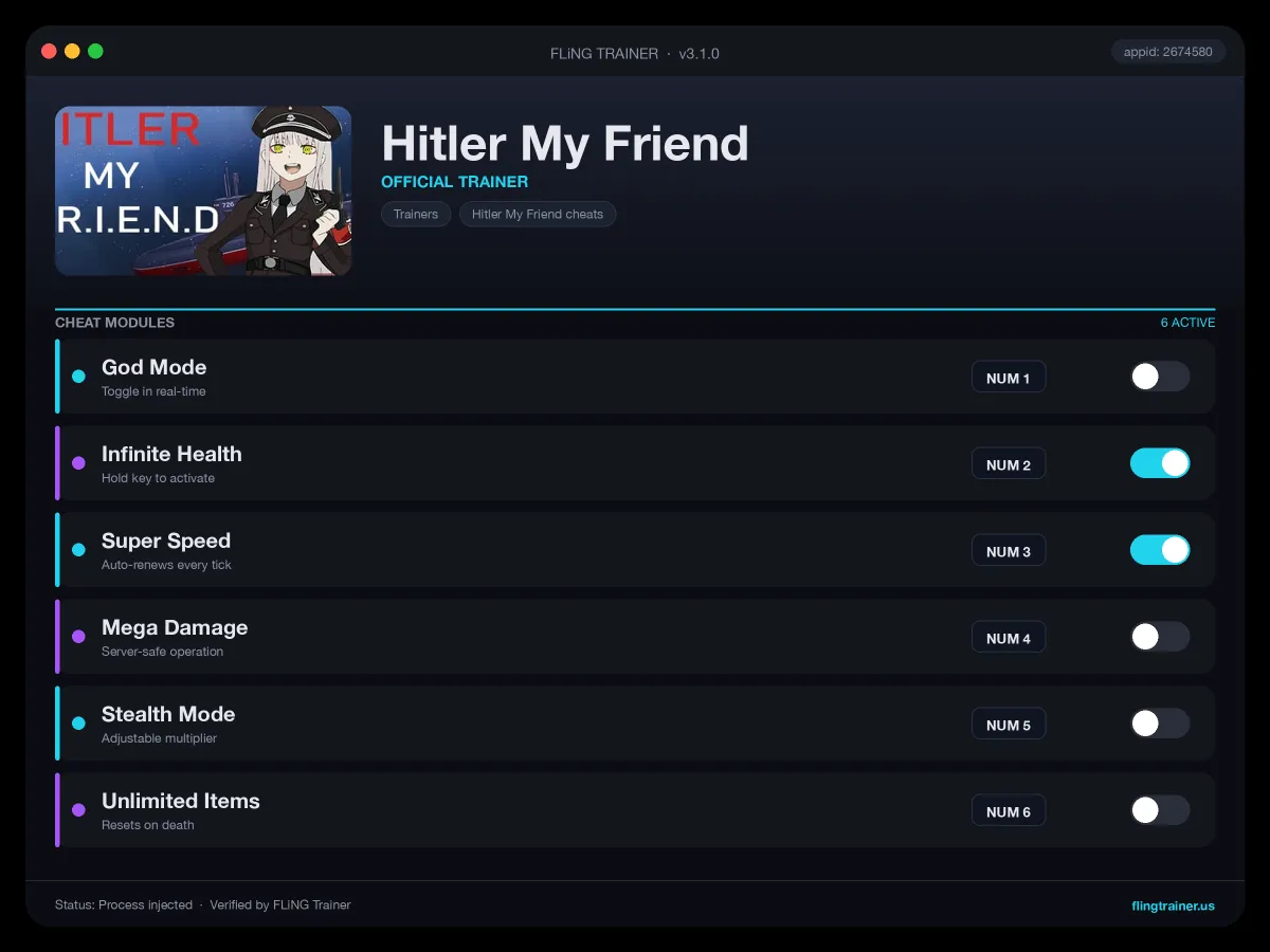 Hitler My Friend Trainer interface