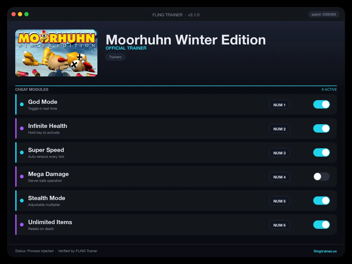 Moorhuhn Winter Edition Trainer interface