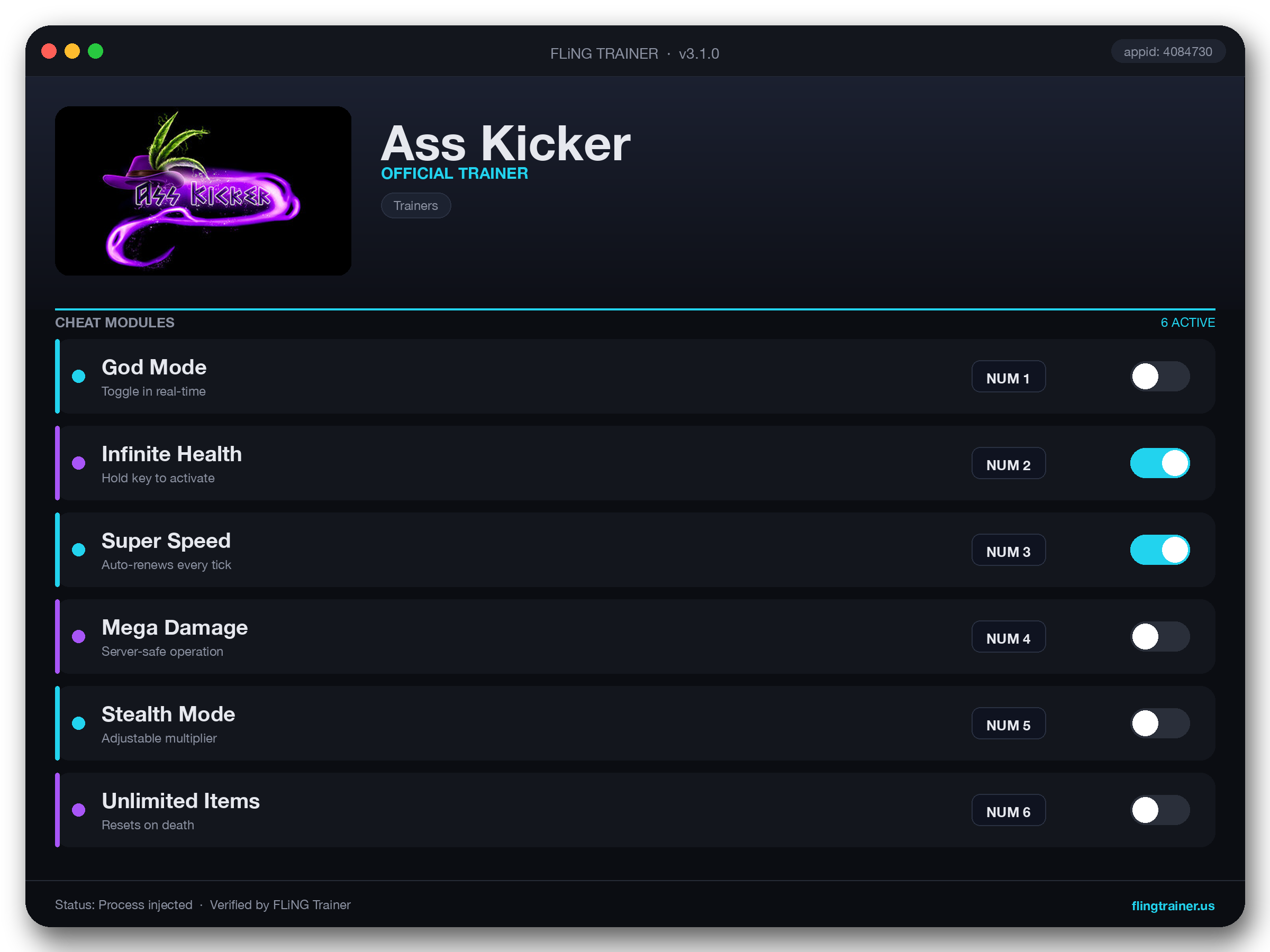 Ass Kicker Trainer interface
