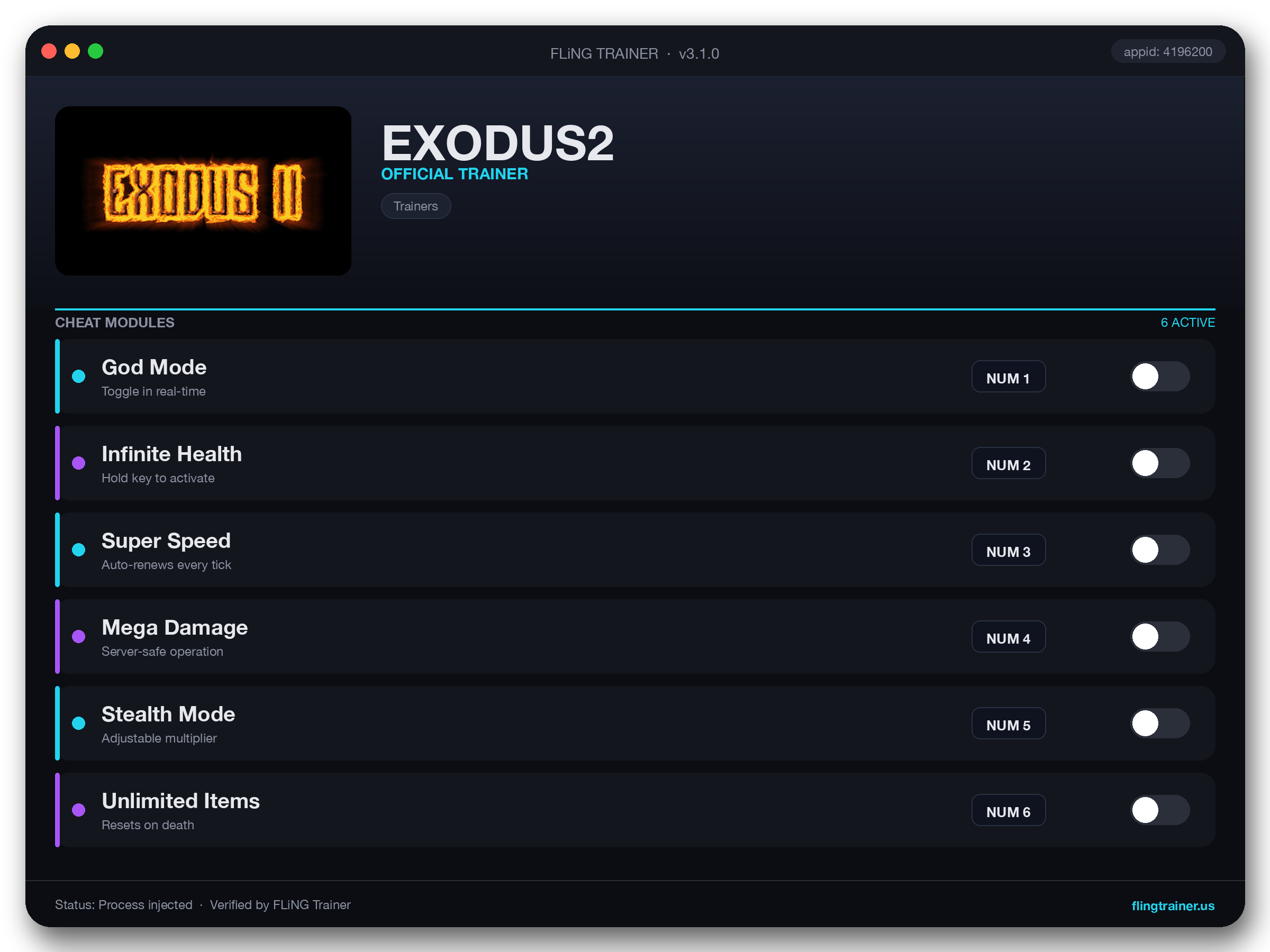 EXODUS2 Trainer interface