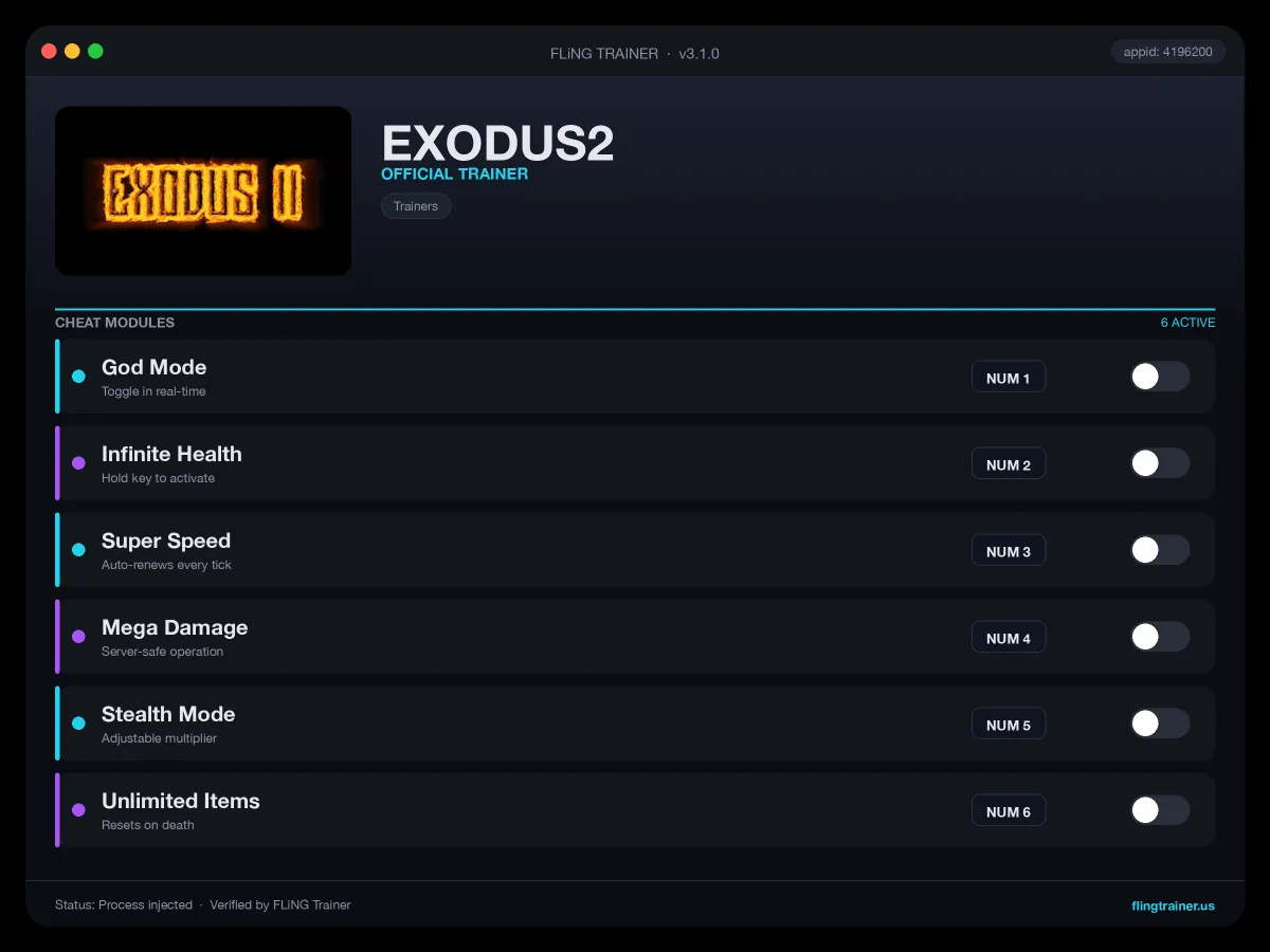 EXODUS2 Trainer interface
