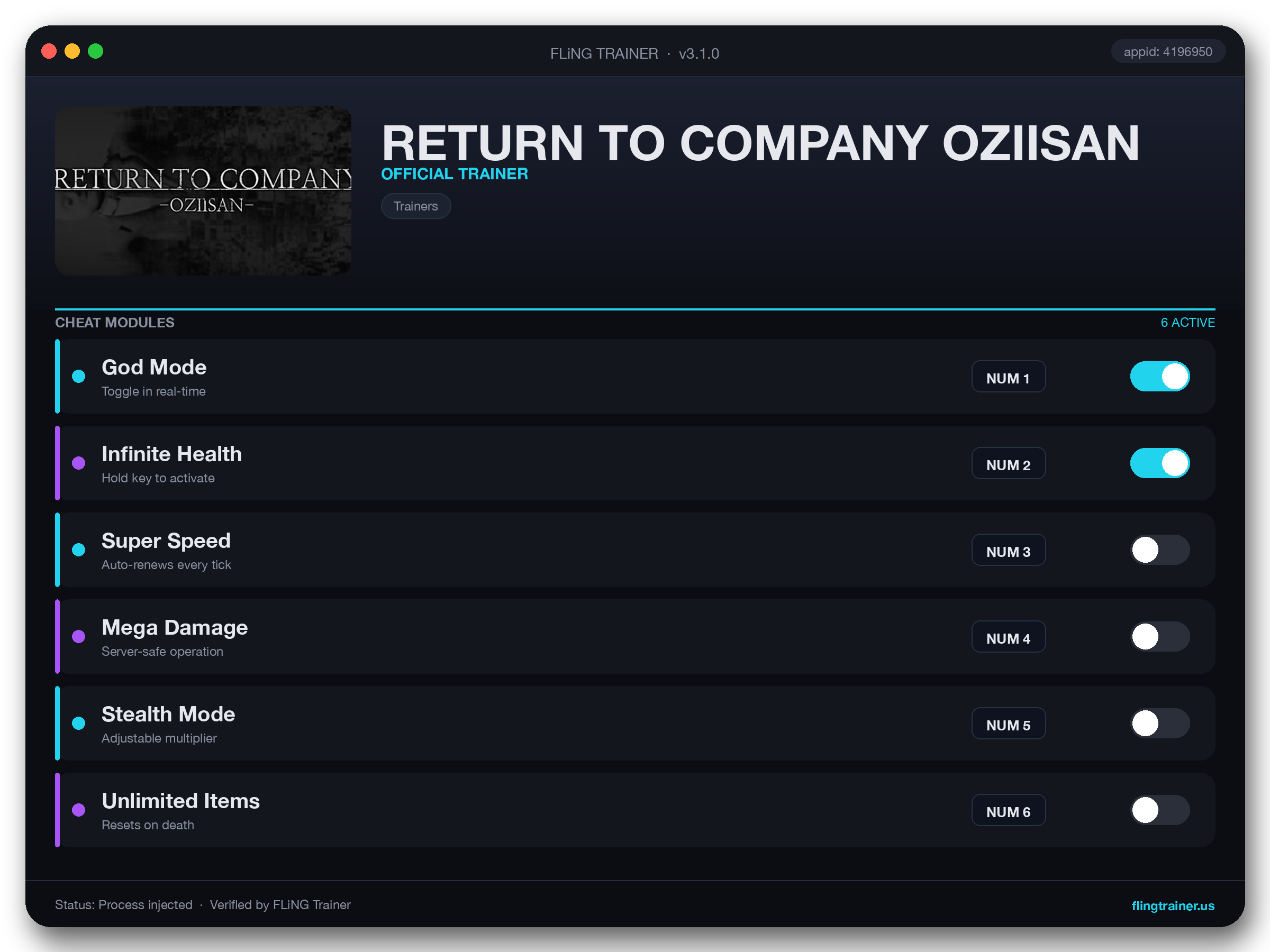 RETURN TO COMPANY OZIISAN Trainer interface