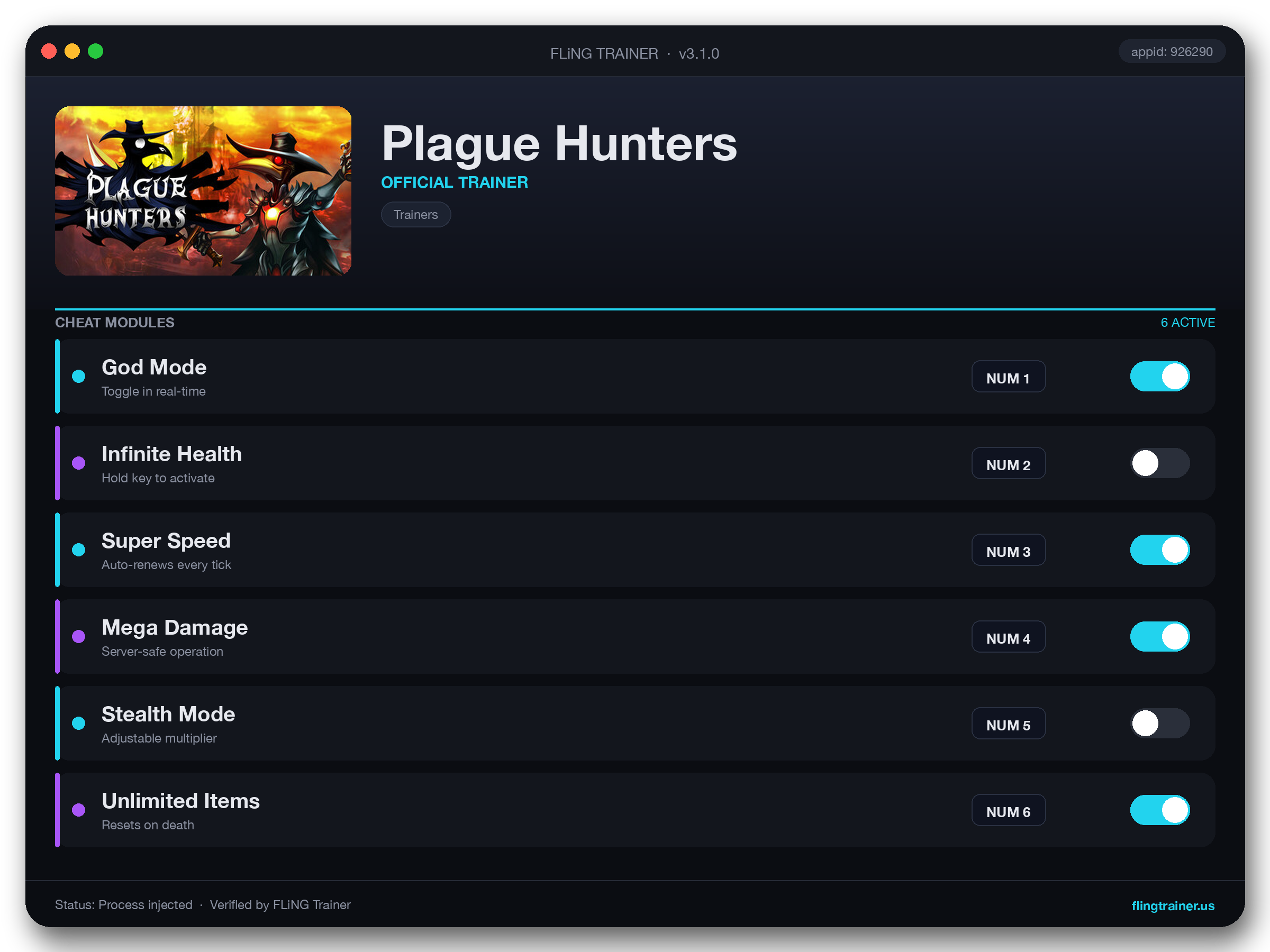 Plague Hunters Trainer interface