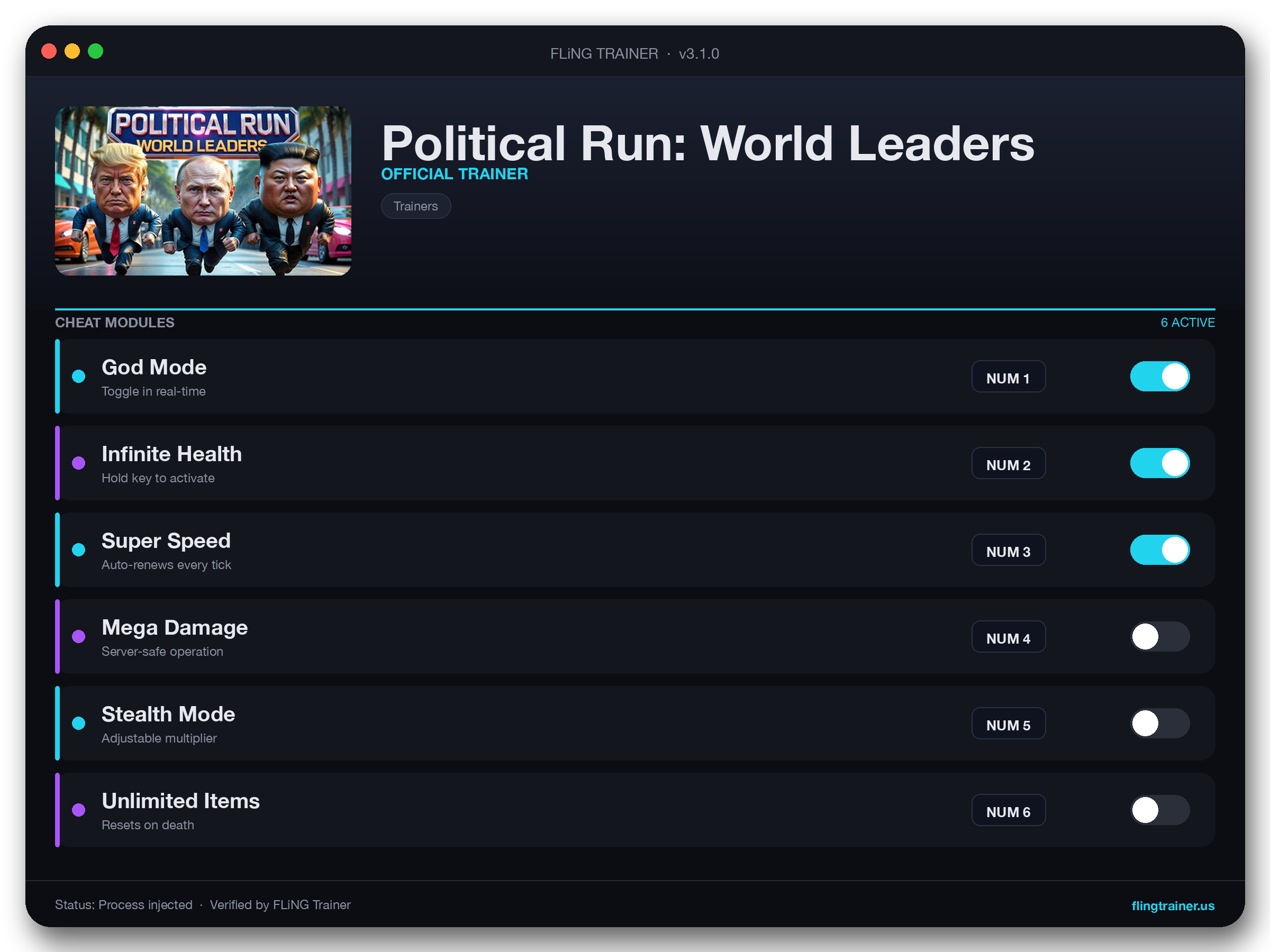 Political Run: World Leaders Trainer interface