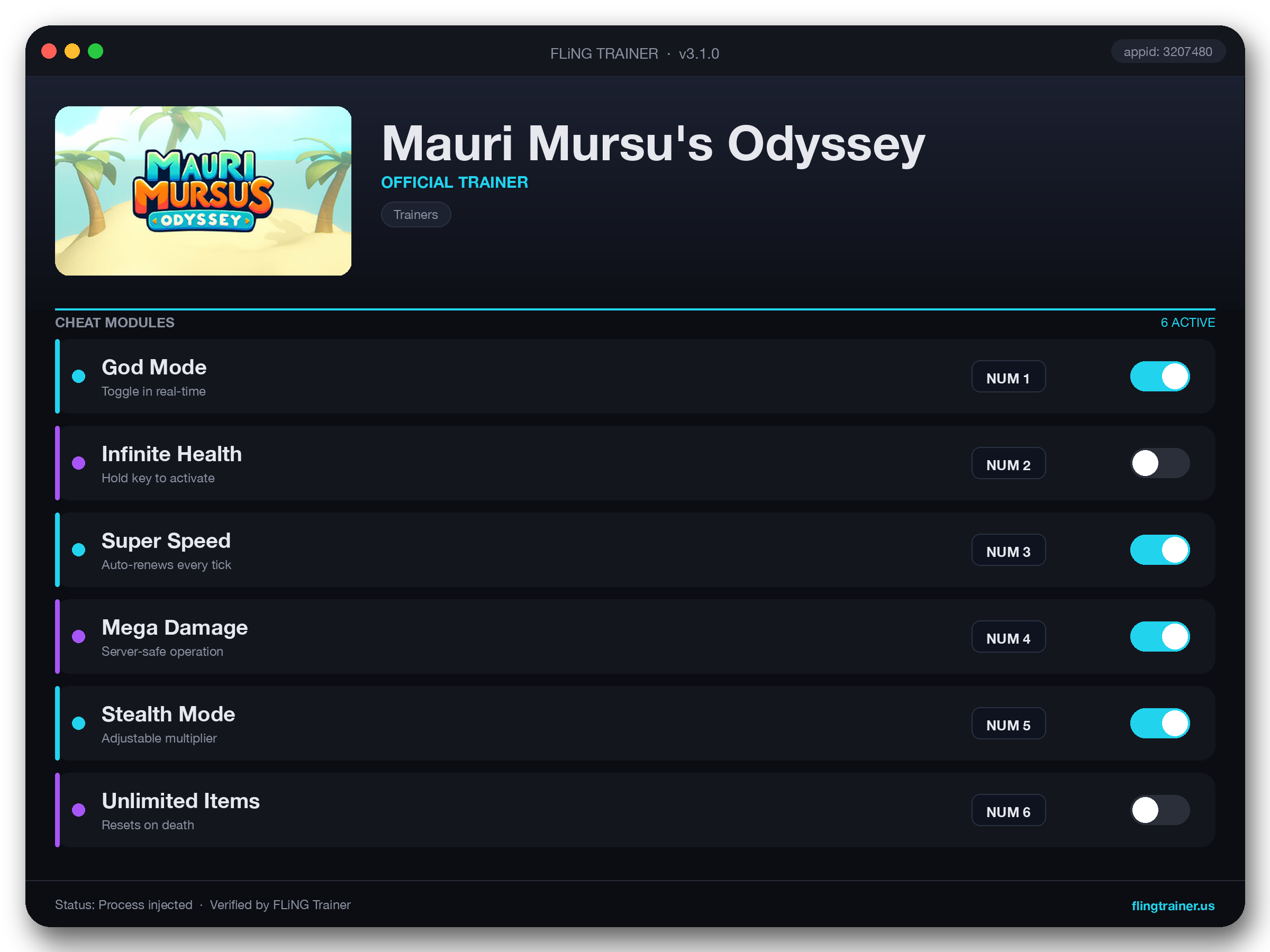 Mauri Mursu's Odyssey Trainer interface