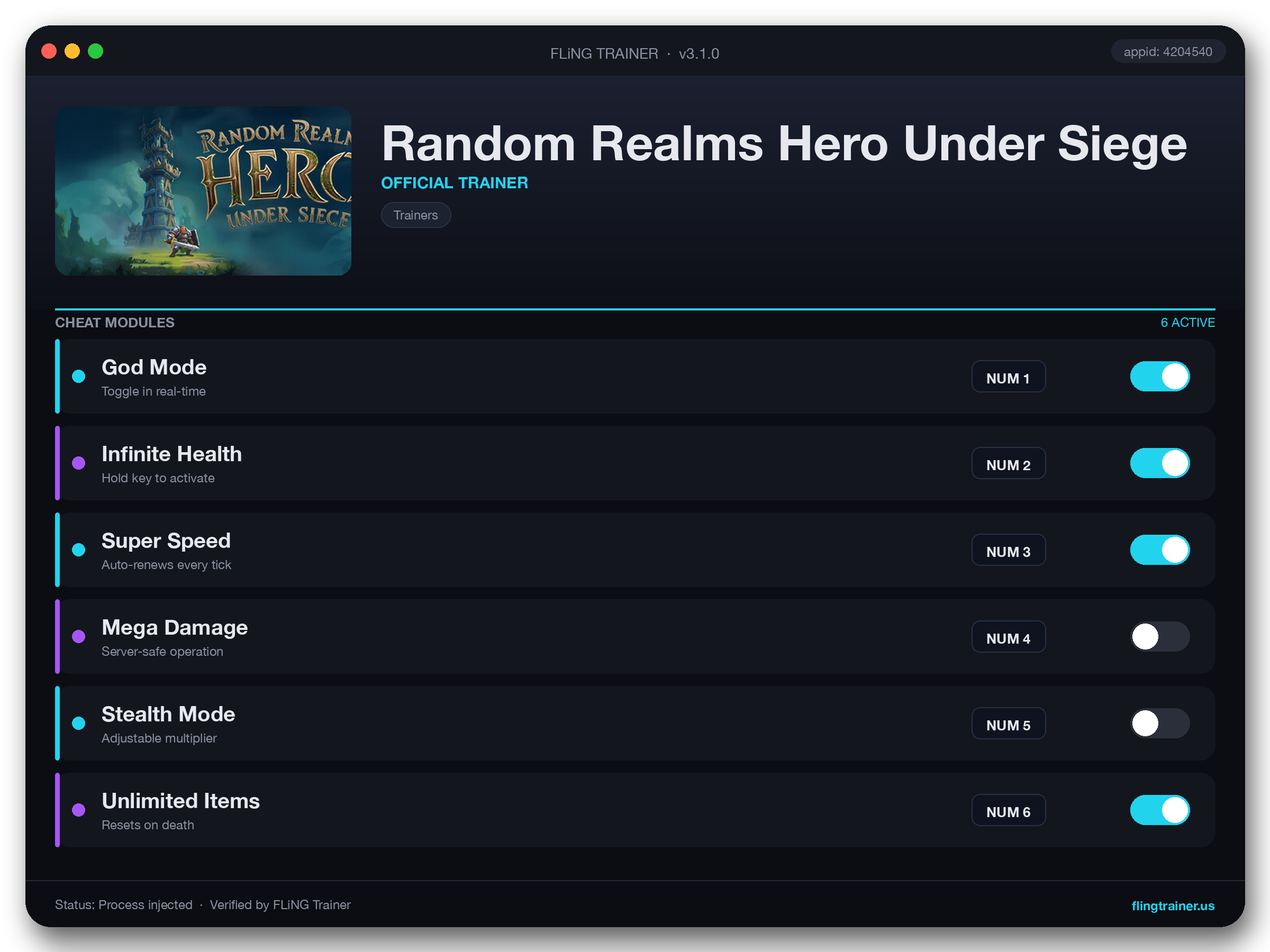 Random Realms Hero Under Siege Trainer interface