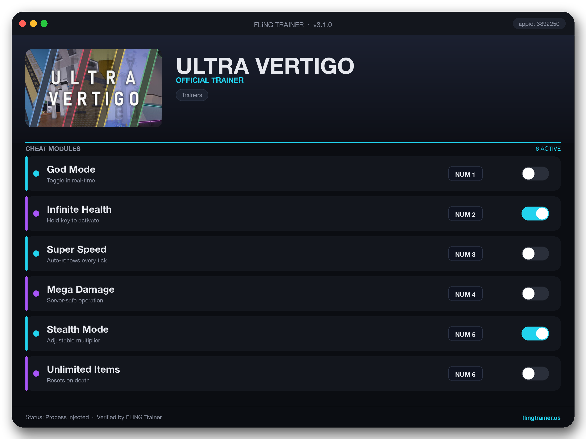 ULTRA VERTIGO Trainer interface