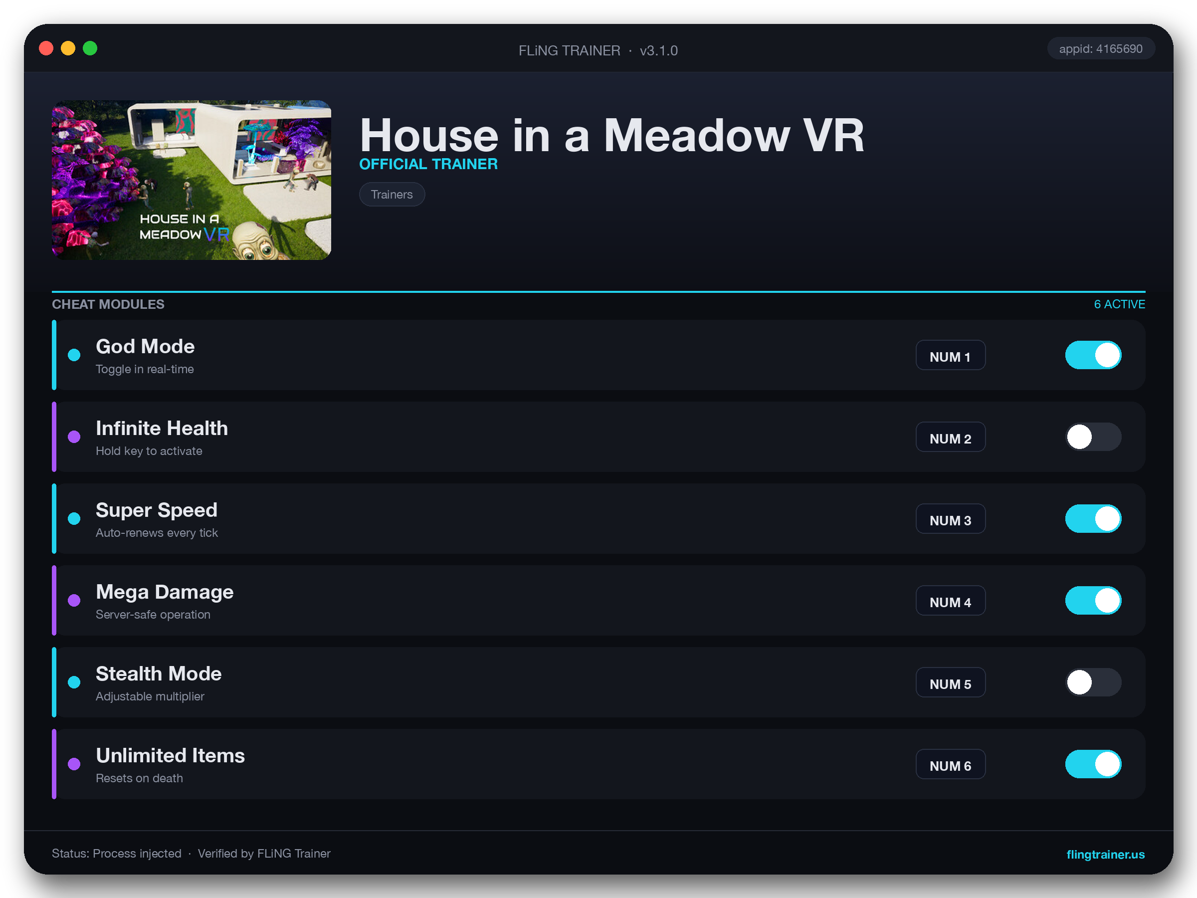 House in a Meadow VR Trainer interface