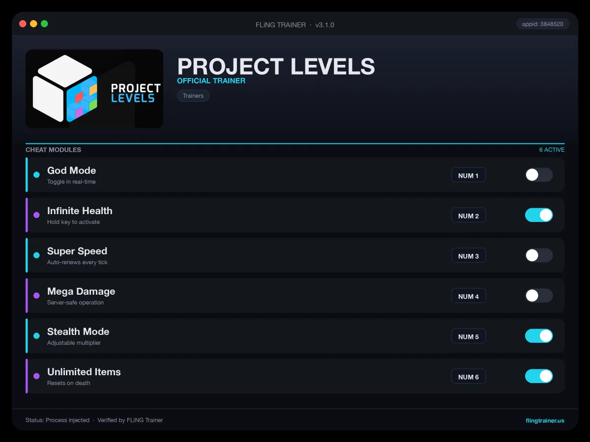 PROJECT LEVELS Trainer interface
