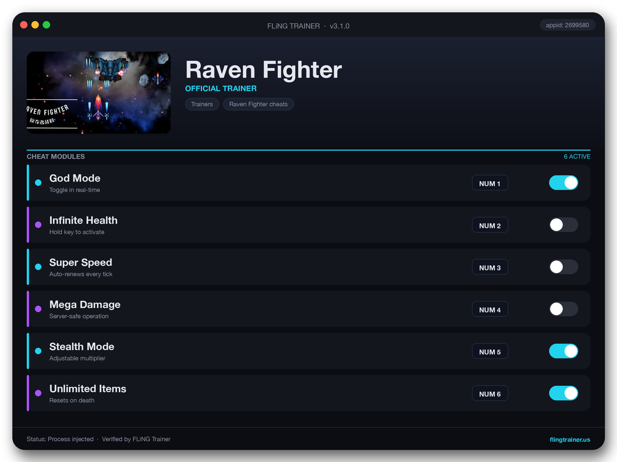 Raven Fighter Trainer interface