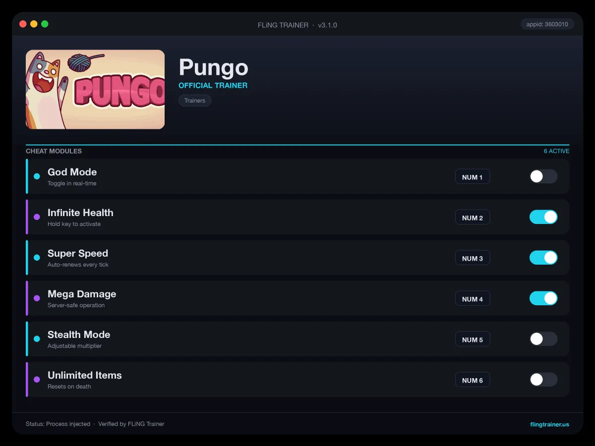 Pungo Trainer interface