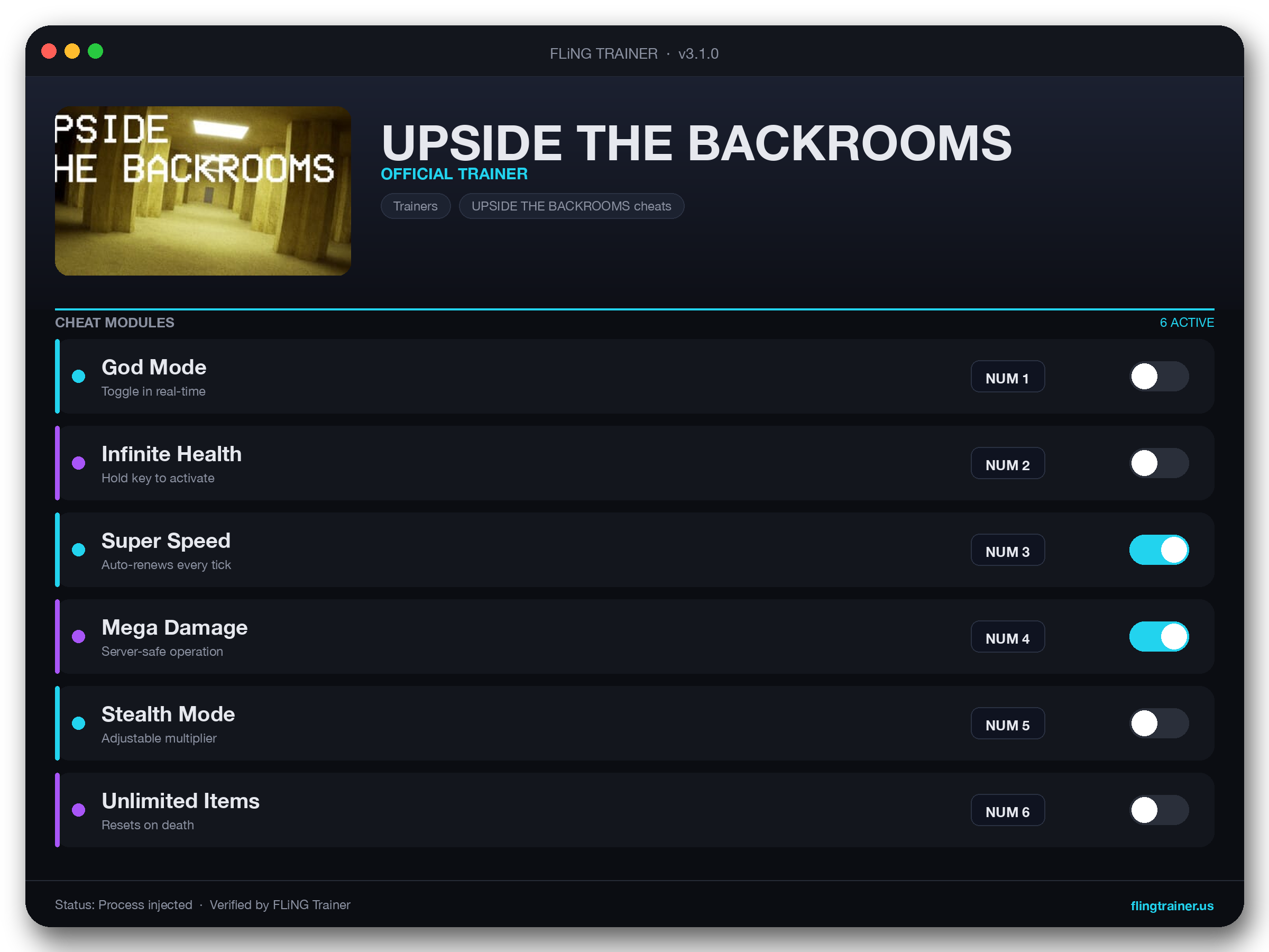 UPSIDE THE BACKROOMS Trainer interface