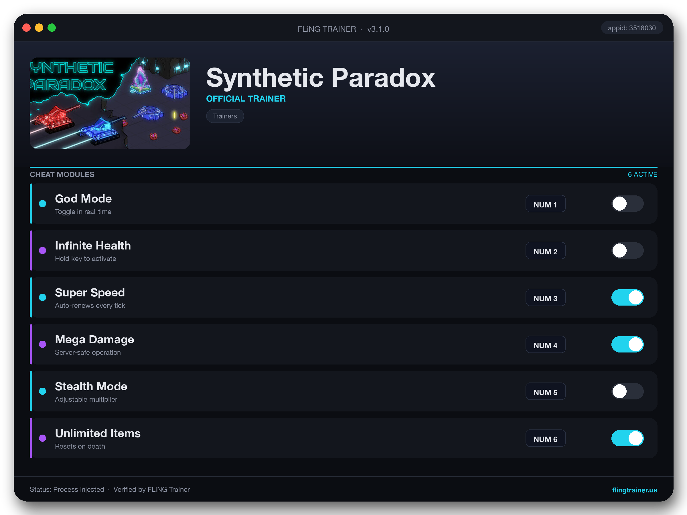 Synthetic Paradox Trainer interface