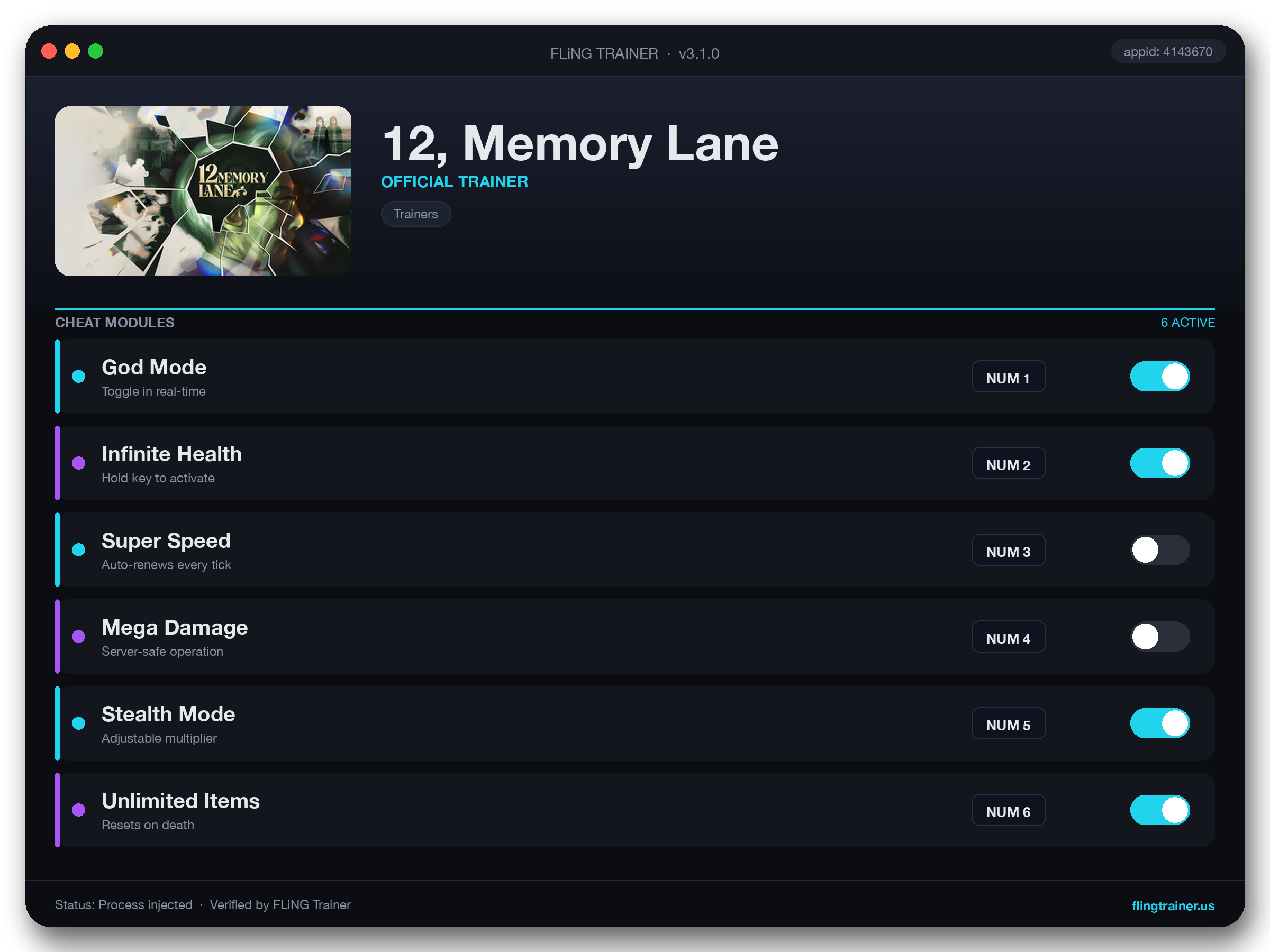 12, Memory Lane Trainer interface