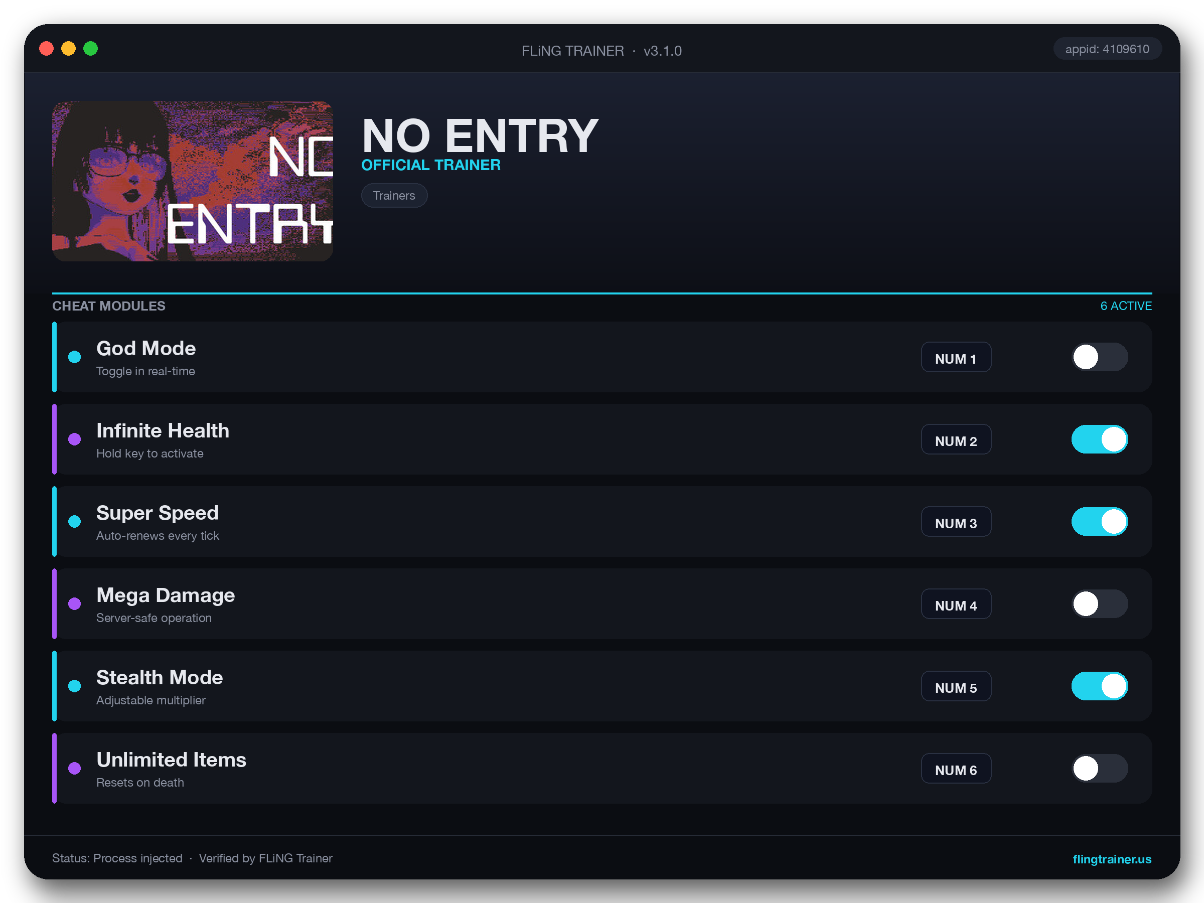 NO ENTRY Trainer interface