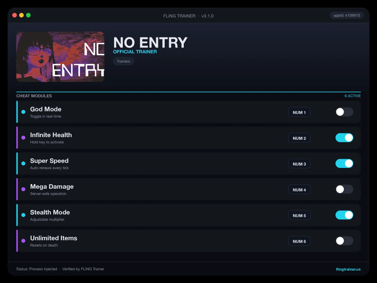 NO ENTRY Trainer interface