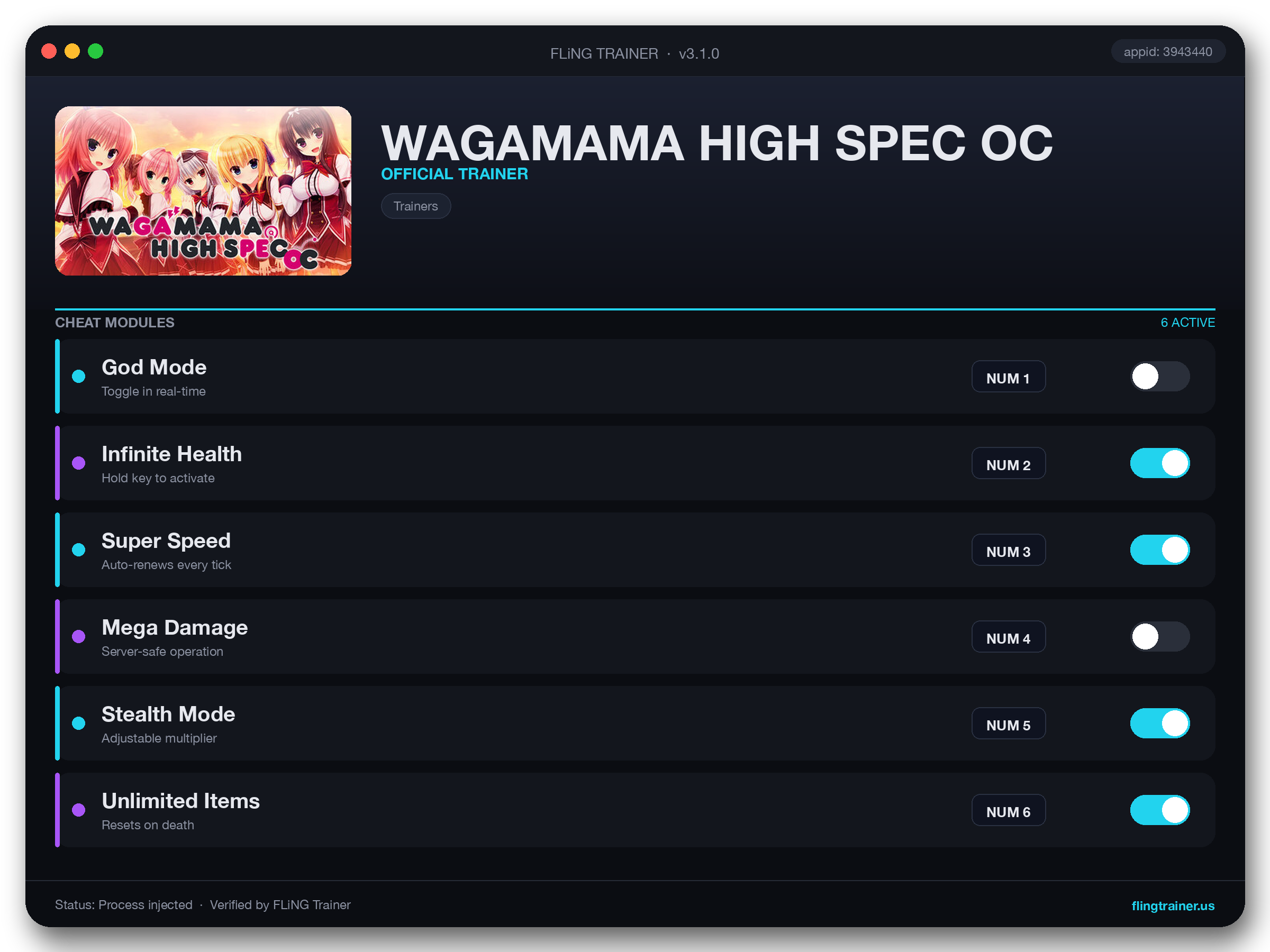 WAGAMAMA HIGH SPEC OC Trainer interface