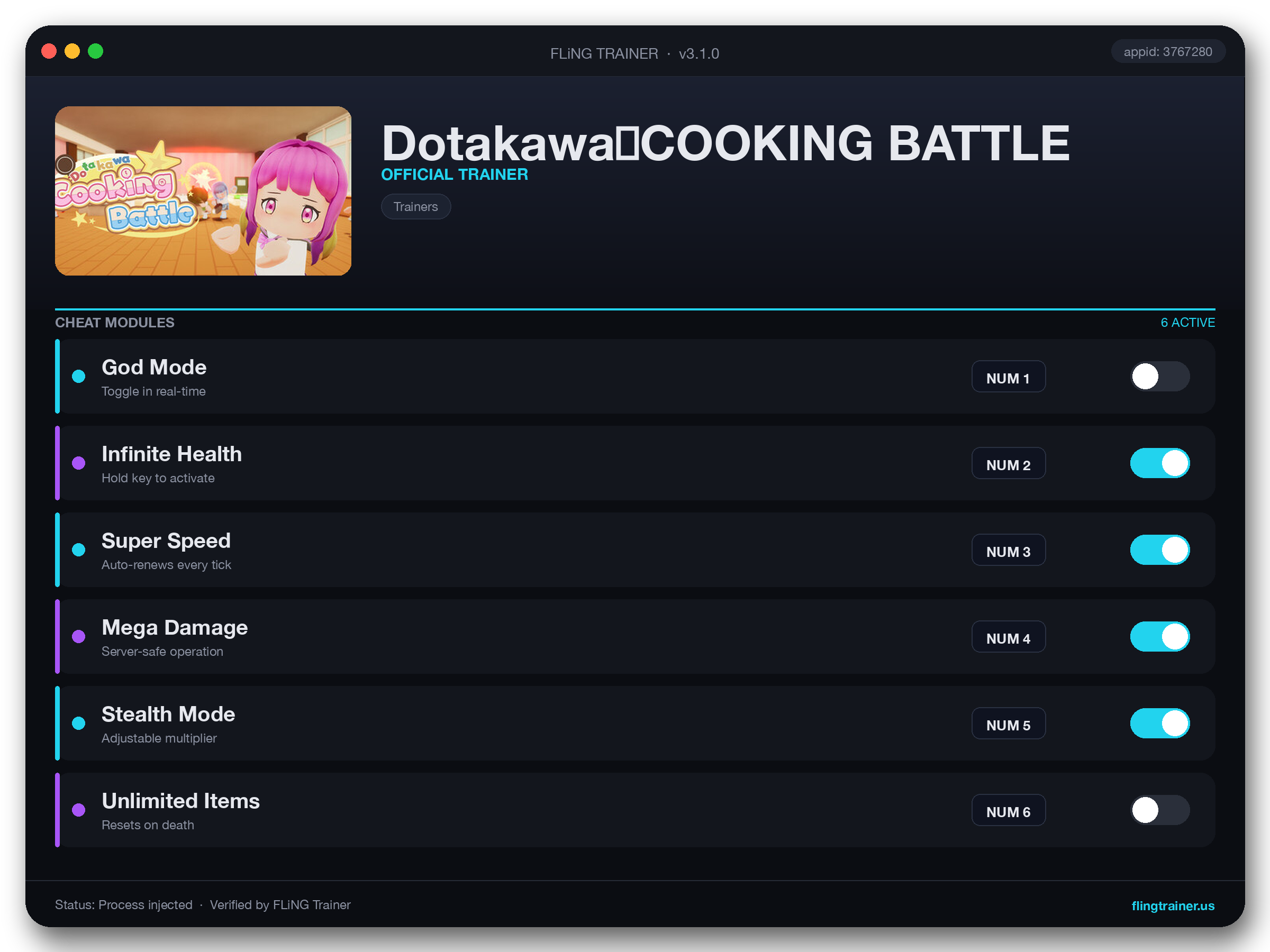 Dotakawa☆COOKING BATTLE Trainer interface