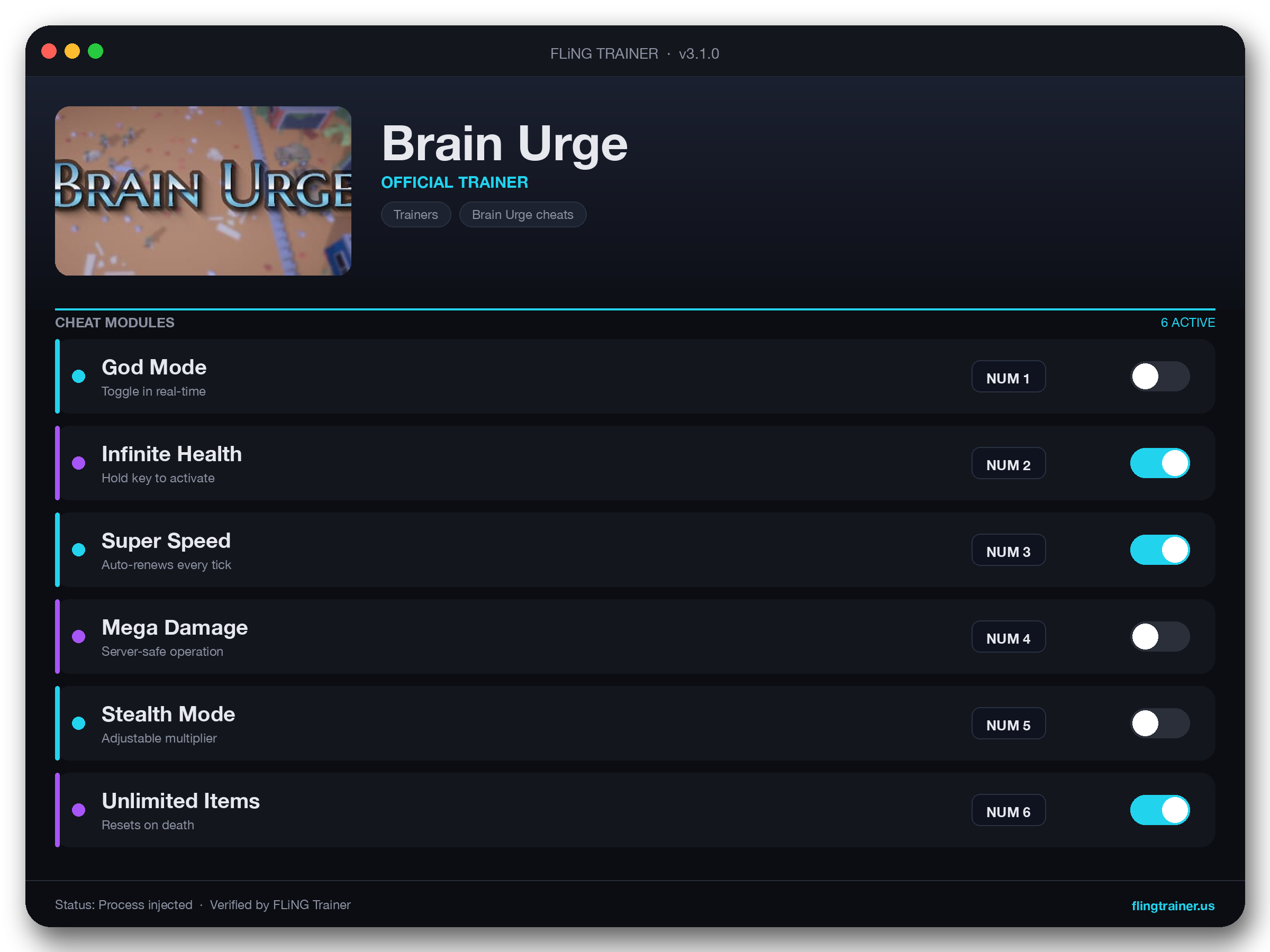 Brain Urge Trainer interface