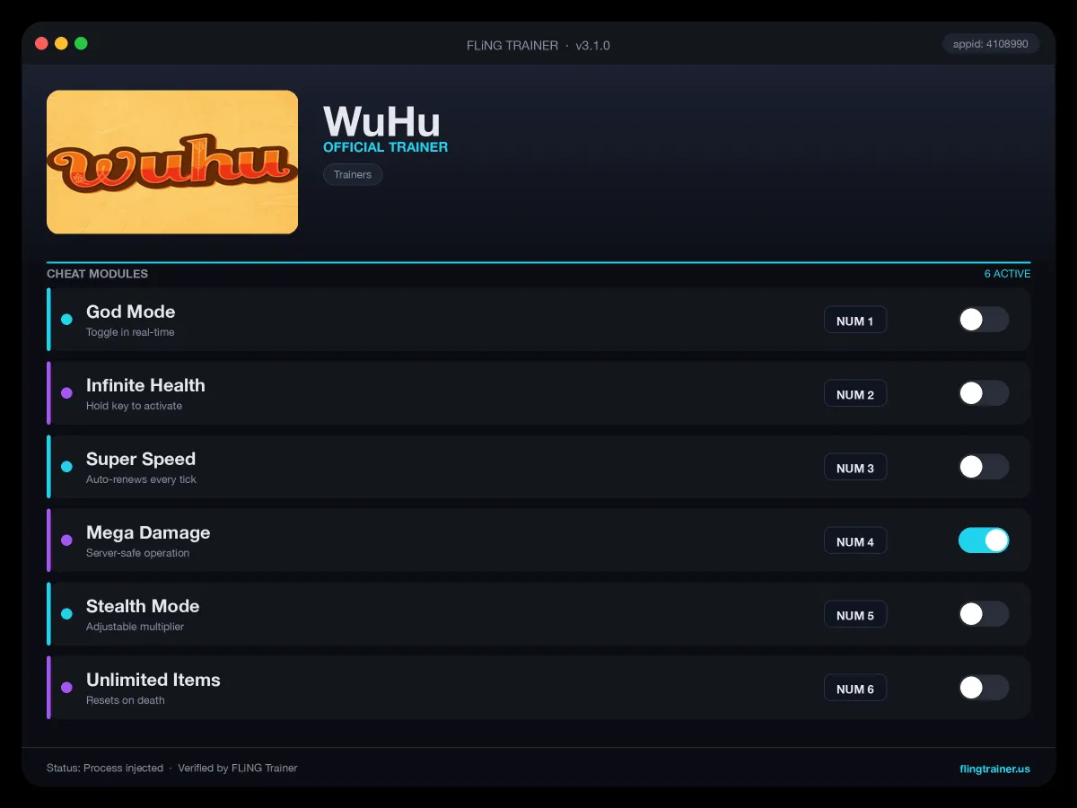 WuHu Trainer interface