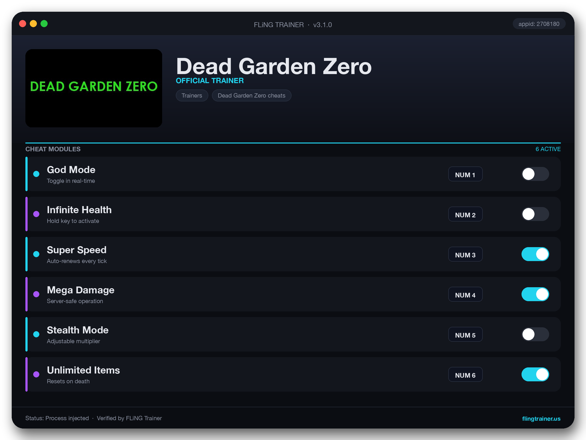 Dead Garden Zero Trainer interface