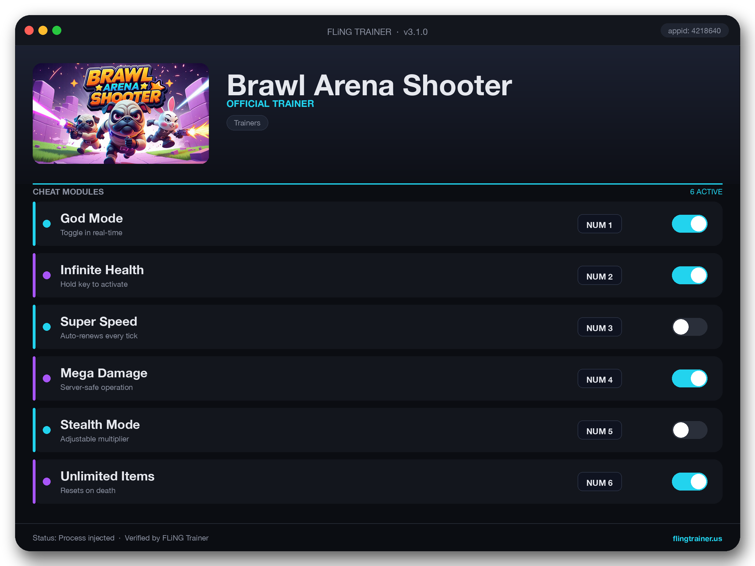 Brawl Arena Shooter Trainer interface
