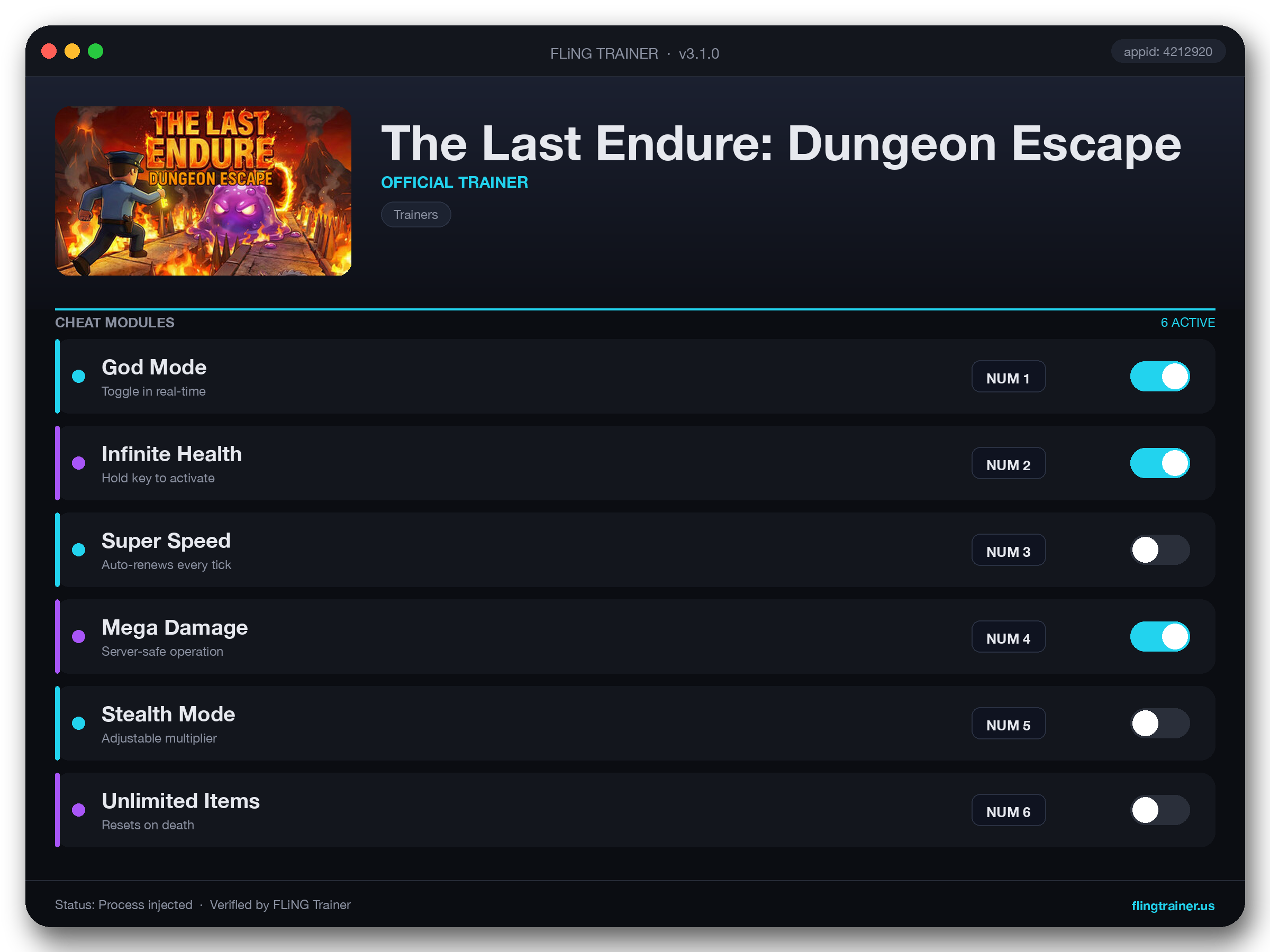 The Last Endure: Dungeon Escape Trainer interface
