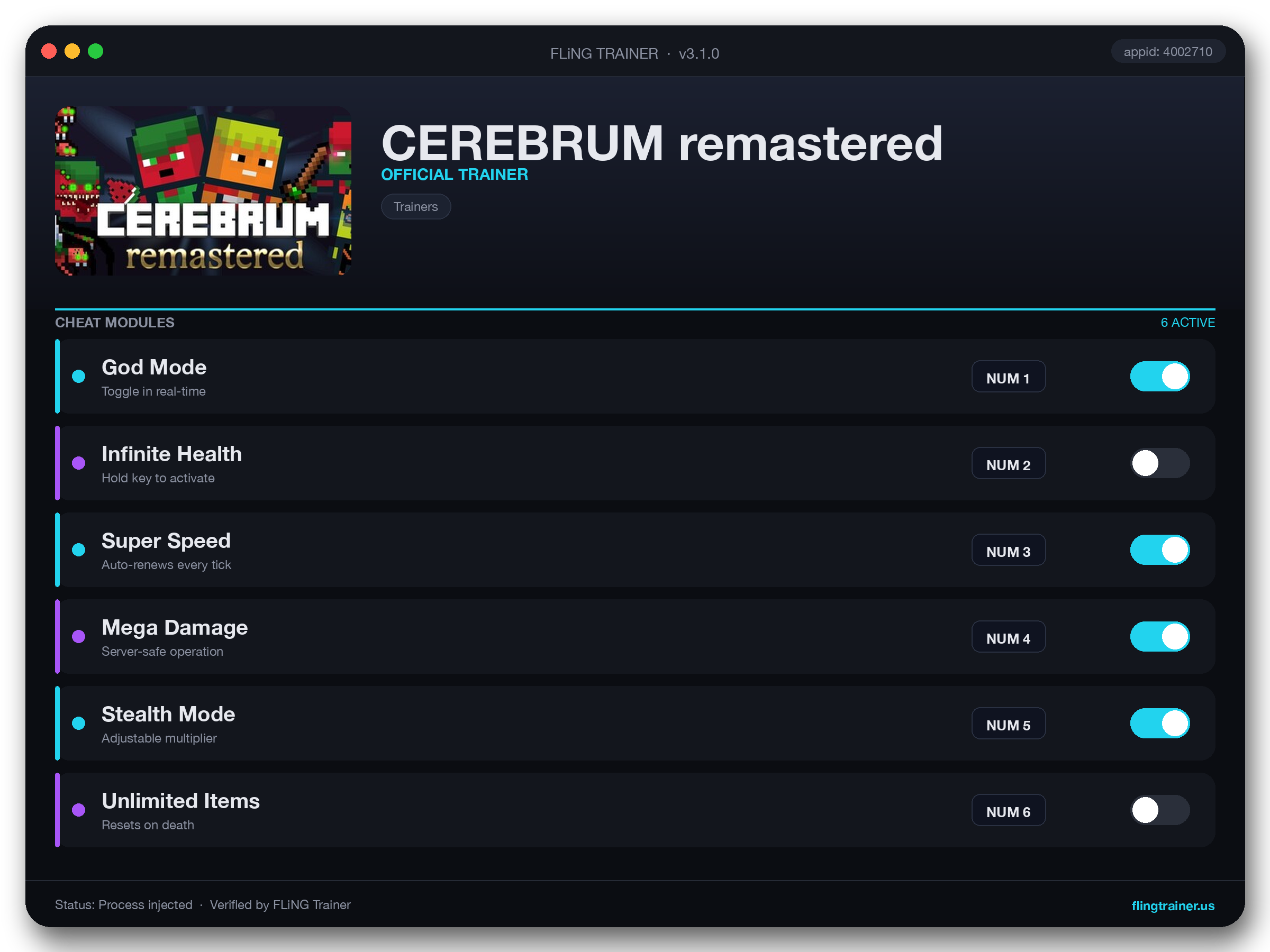CEREBRUM remastered Trainer interface