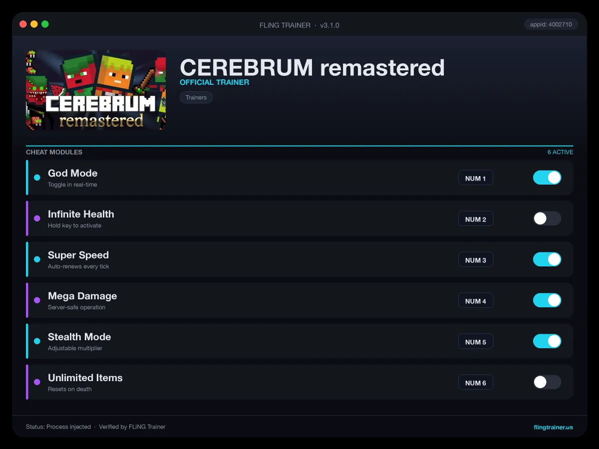 CEREBRUM remastered Trainer interface
